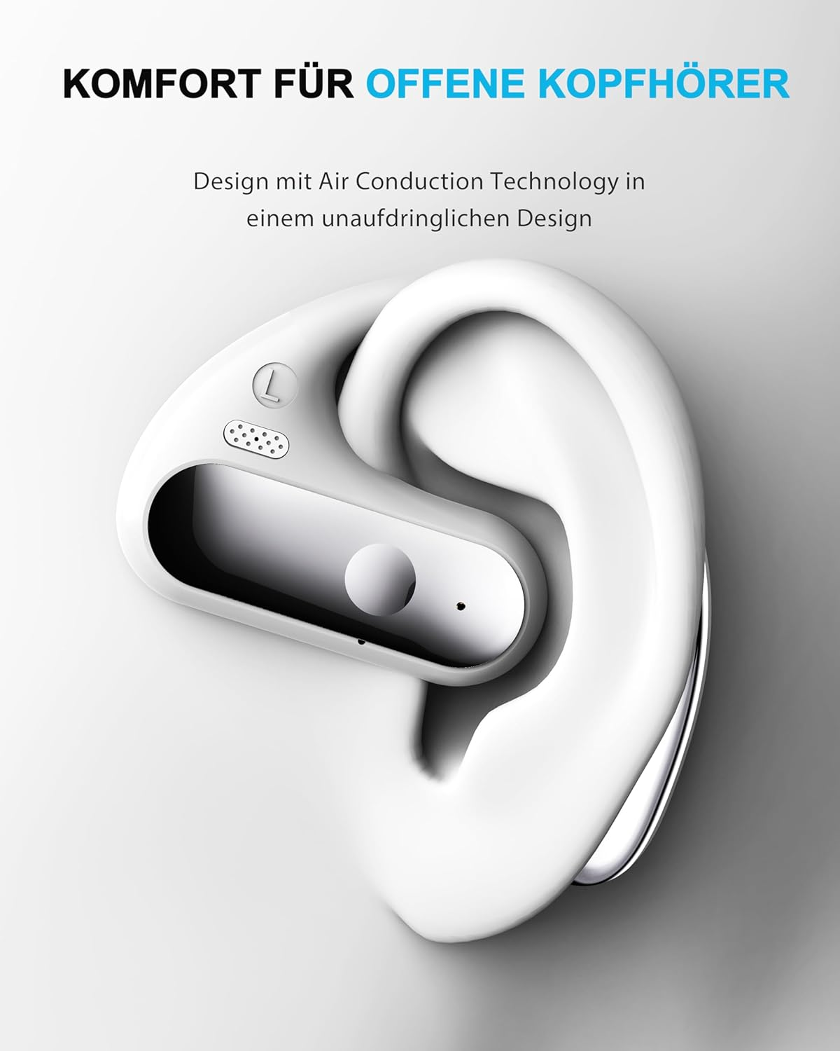 Open Ear Bluetooth Headphones, Bluetooth 5.3 Headphones Wireless with 4 Mics, 40 Hours Dual LED Display, Type-C Headphones, Wireless Bluetooth, IP7 Waterproof ENC Sports Headphones, White image number 2