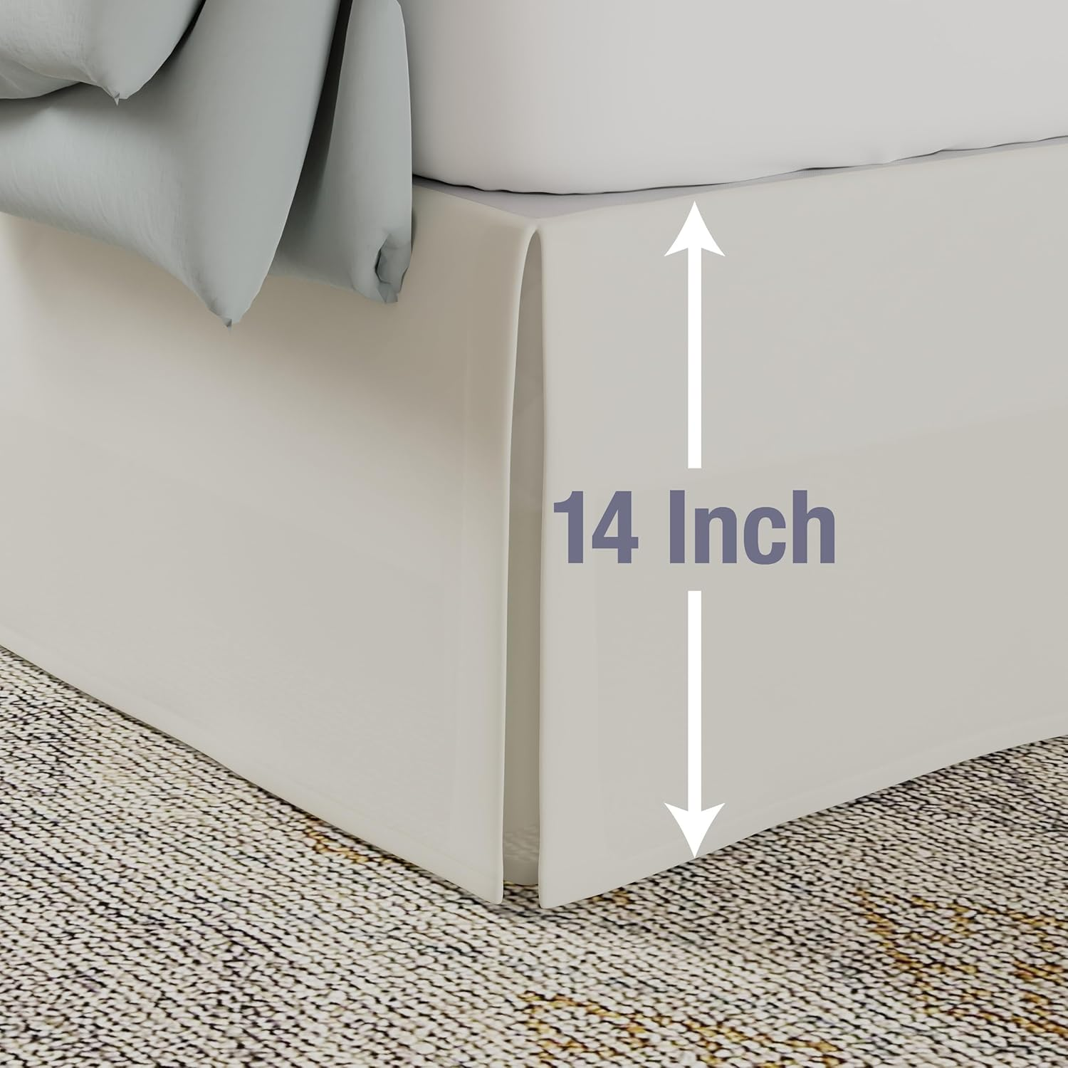 Lux Hotel Bedding Tailored Bed Skirt, Classic 14&rdquo; Drop Length, Pleated Styling, King, Ivory image number 6