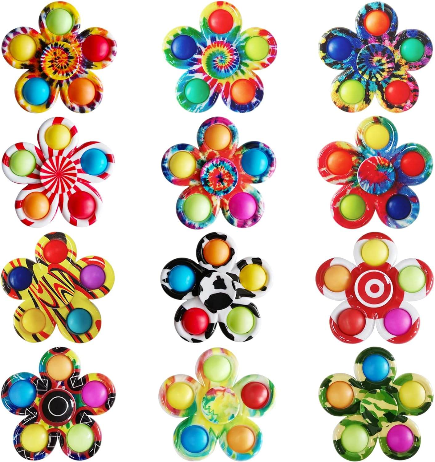 DUBANJOWE 12 Pcs Pop Bubble Fidget Spinners for Party Favors, Hand Fidget Bulk Toys for Classroom Prizes, Halloween, Christmas, Valentine Gifts for Kids, Teens, Adults (Unisex) image number 4