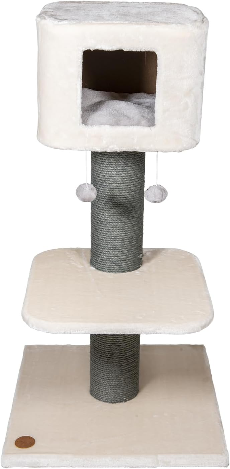 JACK and VANILLA, Dumbo Design Cat Scratching Post, Space to Play and Rest, Durable Materials, Easy Clean, Dimensions 30 X 30 X 45 Cm, Cream Grey Colour, Cat Tree Model
