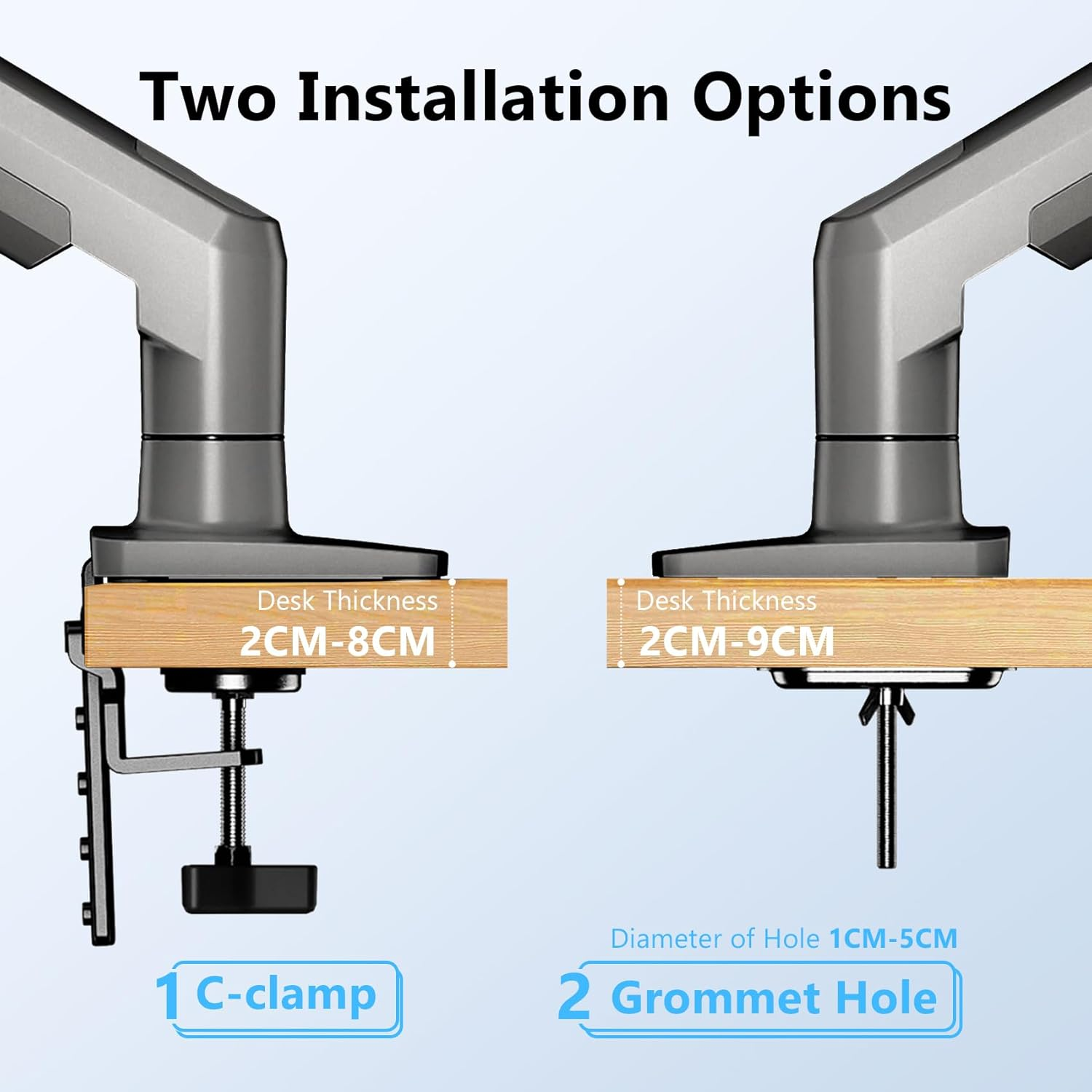 NBAV Mounts NB New F160 Dual Monitor Full Motion Desk Mount with Gas Spring for Two Computer Monitors 17 - 30Inch LED LCD Flat Panel Tvs from 2Kg to 9Kg per Arm.