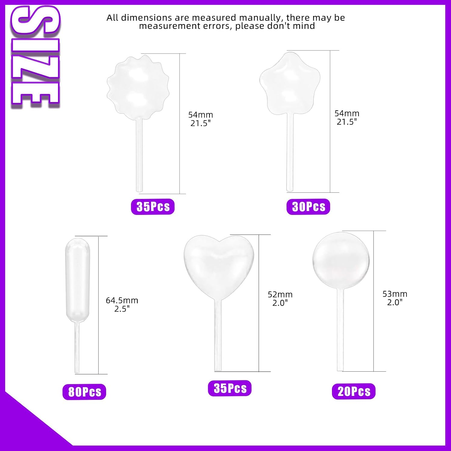 Swpeet 200Pcs 5 Styles 4ML Heart/Round/Star/Rectangular/Gear Mini Squeeze Transfer Cupcakes Pipettes Assortment Kit, Disposable Plastic Droppers for Cupcake Dessert Strawberries Chocolate image number 1