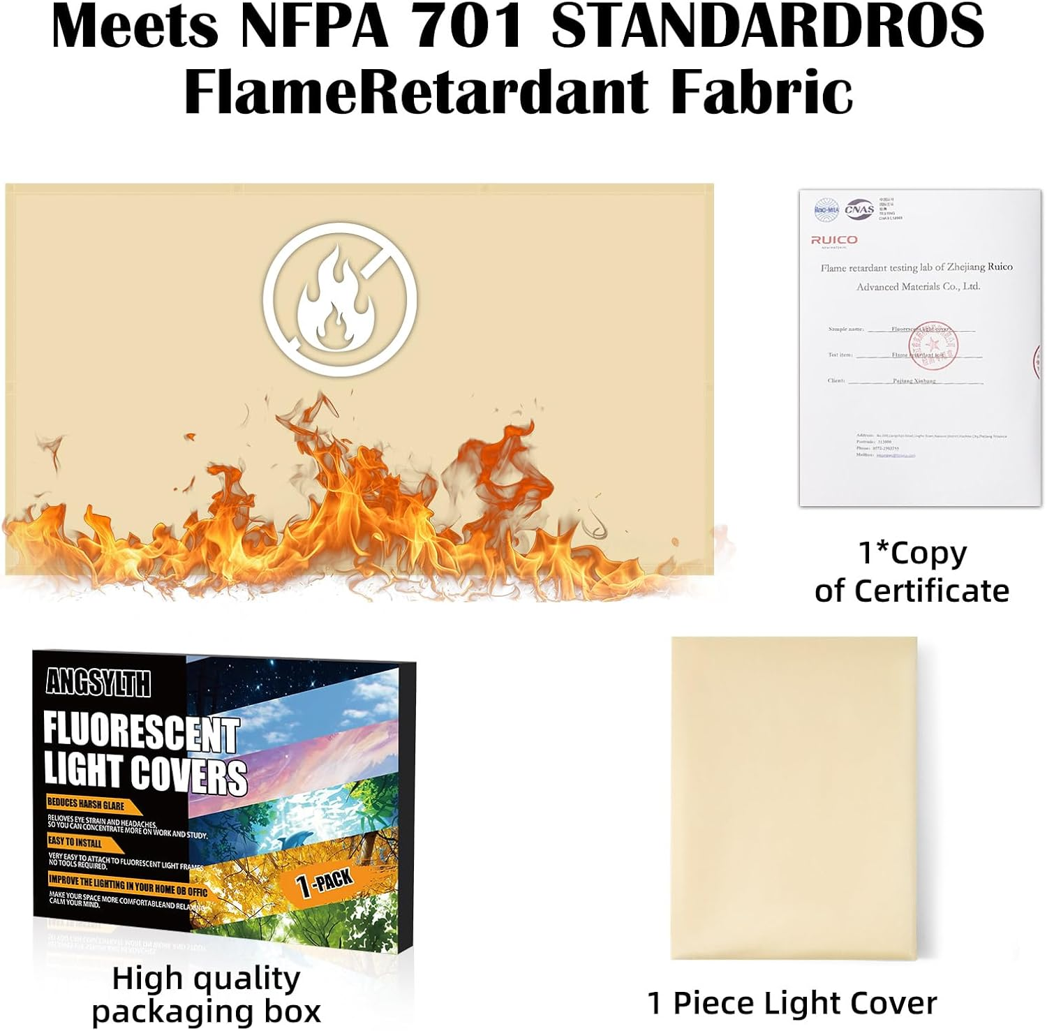 ANGSYLTH Fluorescent Light Covers - 4 X 2 Feet Covers for Ceiling Lights, Magnetic Light Filters for Classroom, Office, Hospitals, Home (Warm Yellow) - Auspiciousness Clouds image number 4