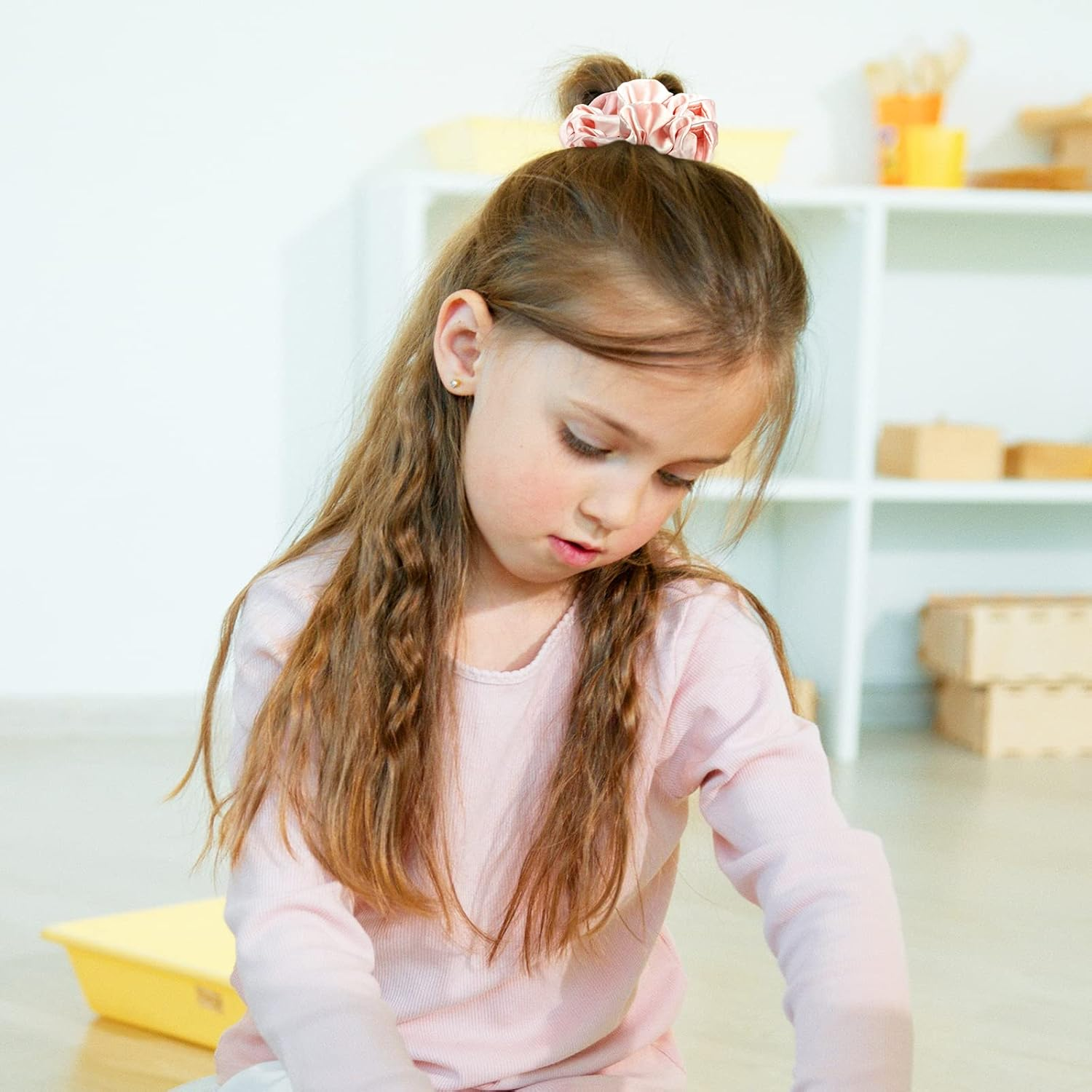 Lolalet 6 Pack Scrunchies for Hair, Hair Scrunchies for Women Girls, Soft Satin Scrunchy for Sleeping, Big Sleep Tie Scrunchie with Elastic Hair Bands for Thick Thin Fine Curly Hair -Color Set A - All Black image number 6