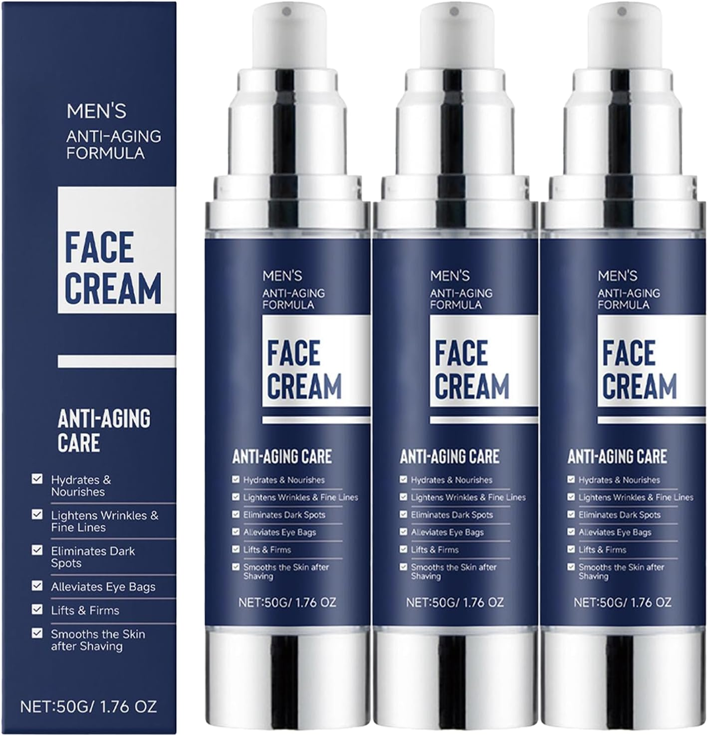 6-In-1 Men&rsquo;S Face Cream Anti-Aging Moisturizer Reduces Wrinkles, Dark Spots, Eye Bags, Dark Circles & Puffiness. Anti-Aging Moisturizer, Reduces Wrinklessoothes, Suitable for Day and Night Use (5PCS)