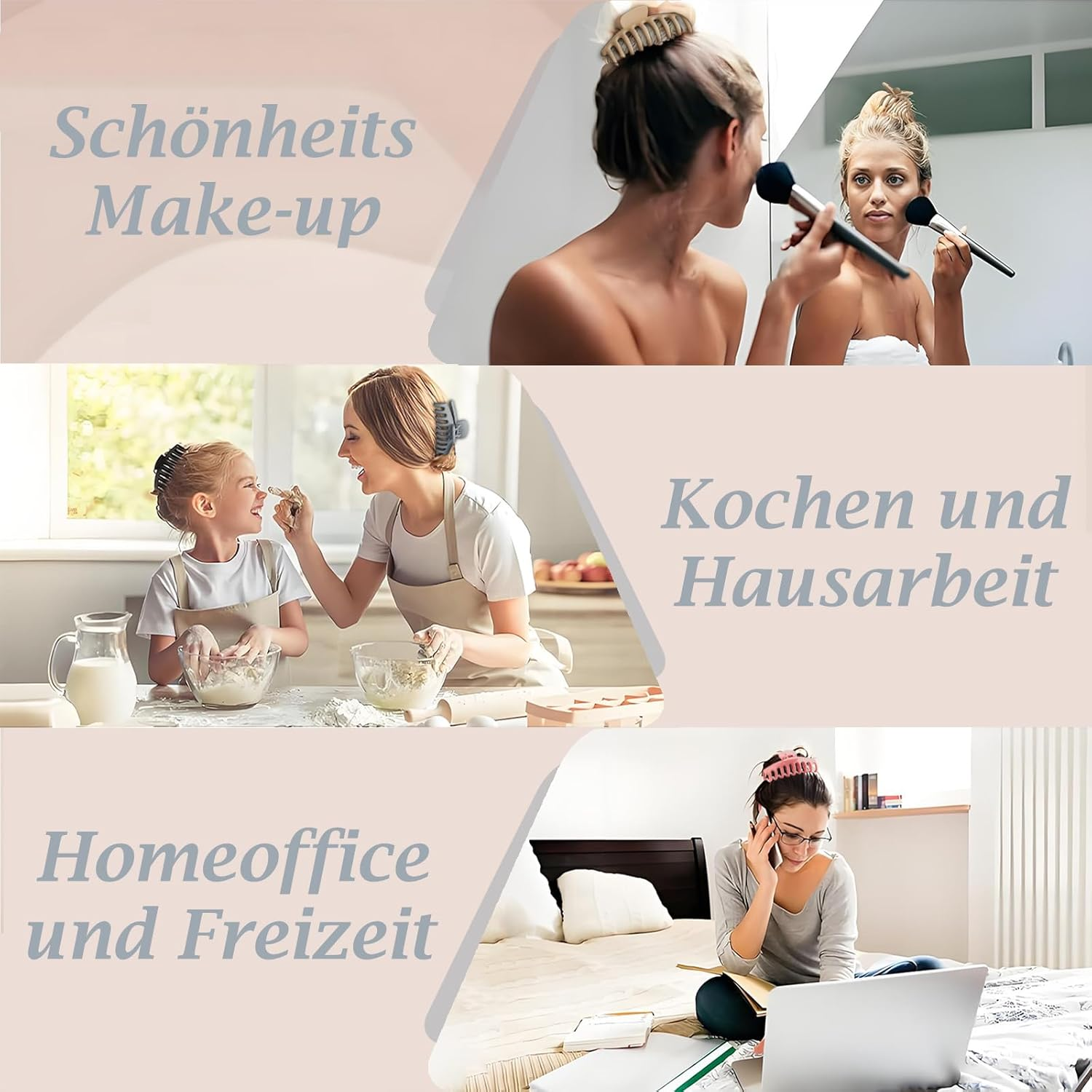 PUSCOBSY Hair Clips for Women Hair Clip Large for Thick Hair 11 Cm Non-Slip Hair Clips Pack of 4 Strong Hold Hair Clip Black Light Brown Grey Blue Pink image number 3