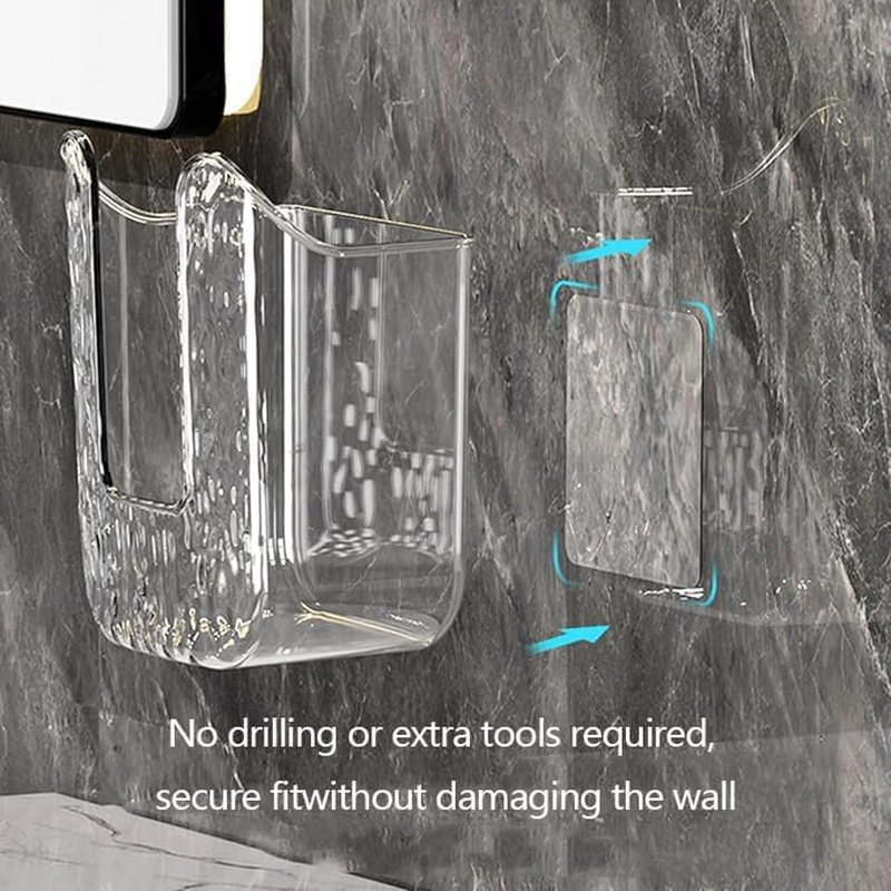 2Wet Wipes Dispenser Box, Kitchen Wipes Storage Box, No Punching Wipe Holder, Wall Mounted Tissue Box Holder, Refillable Wipes Container Box for Kitchen Bedroom Bathroom (Transparent) image number 4