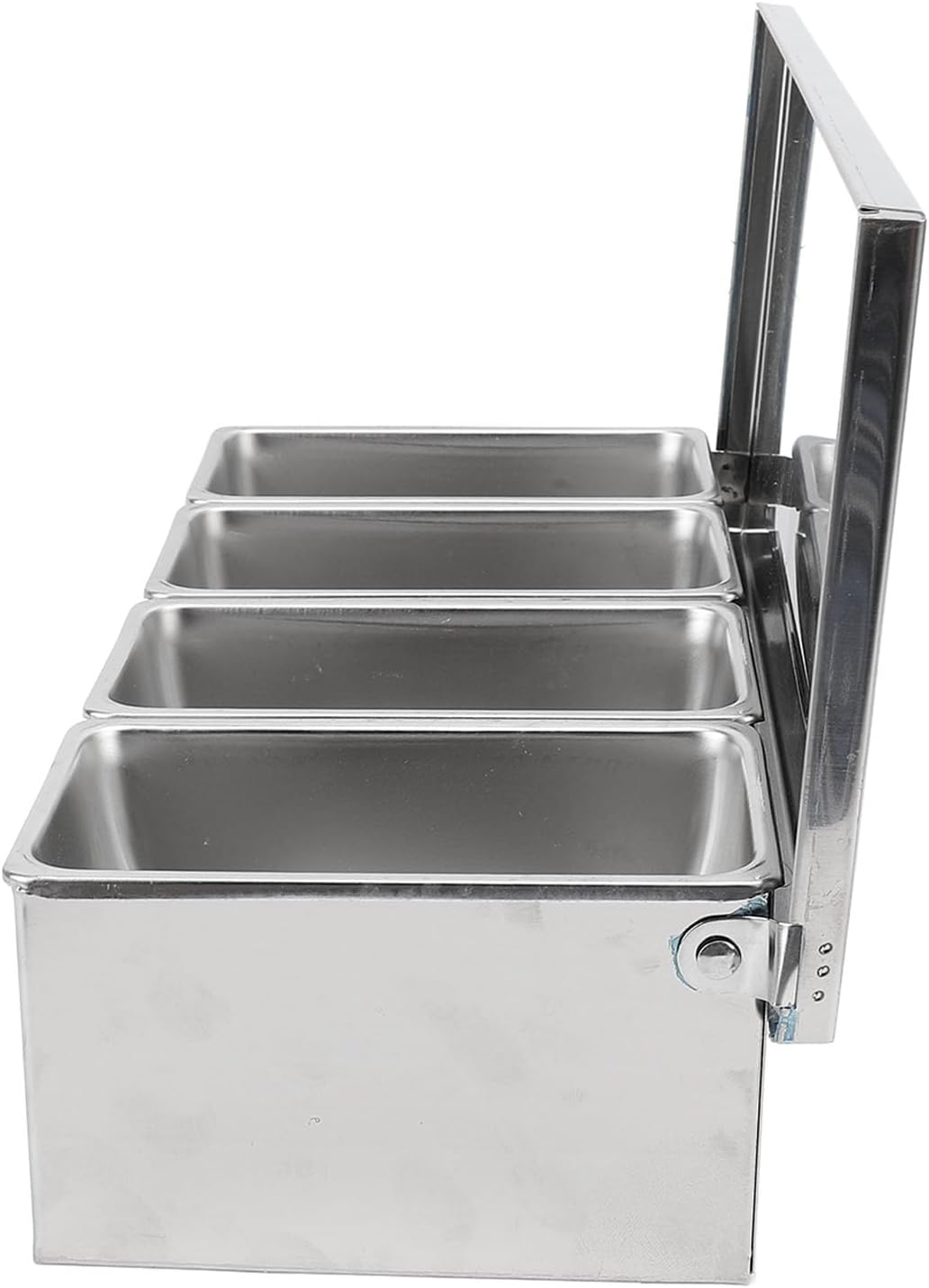 Jiawu Modern Stainless Steel Seasoning Box with Flip Lid, 5 Compartment Trays, Condiment Dispenser Set, Storage Box for Spice, Snacks, Flour, Salt, Sugar, Approx. 31.5 X 15 X 9Cm / 12.4 X 5.9 X 3.5In