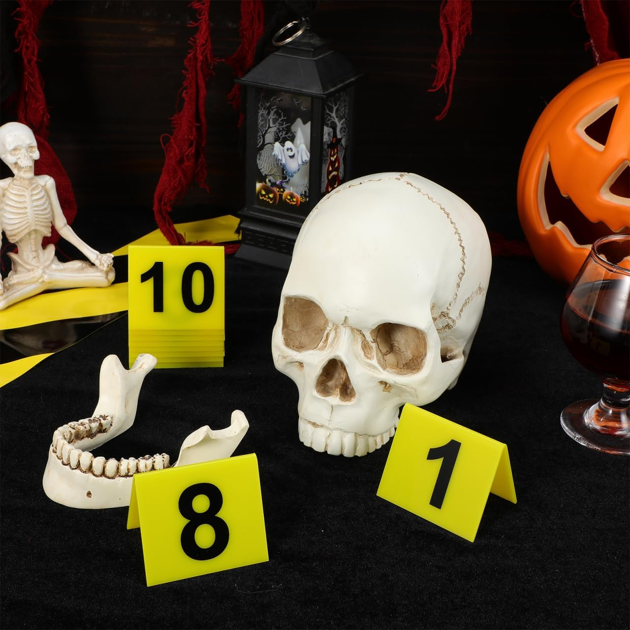 Operitacx Investigation Game Detective Game 10Pcs Evidence Markers Crime Scene Markers 1-10 Evidence S for Halloween Party Decorations Yellow Game image number 4