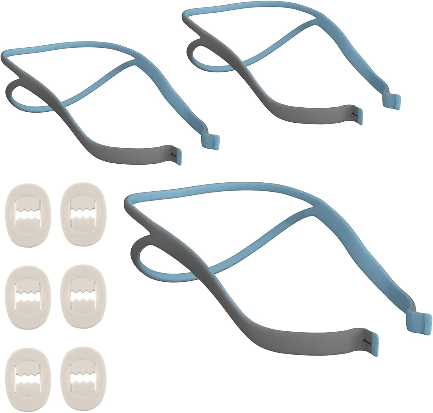 3 Pack Super Elastic Adjustment Straps， Compatible with Airfit P10 N30- Advanced Upgraded P10 N30 Strap，Nose Pillow, Built-In Clip (Blue) image number 3