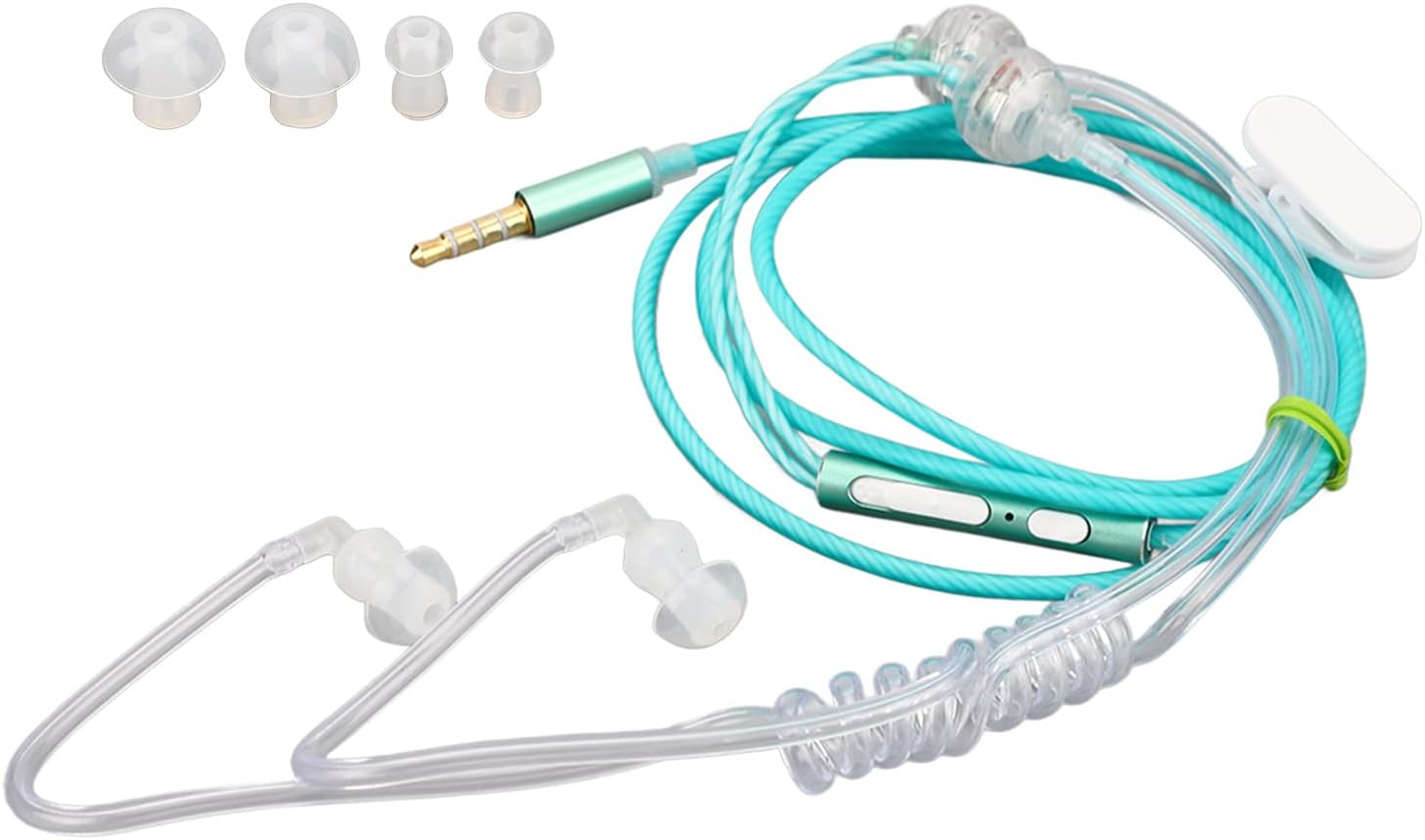 Ergonomic 3.5Mm Air Tube Headset Radiation Noise Reduction for Laptop Tablet Walkie Talkie - Green image number 4