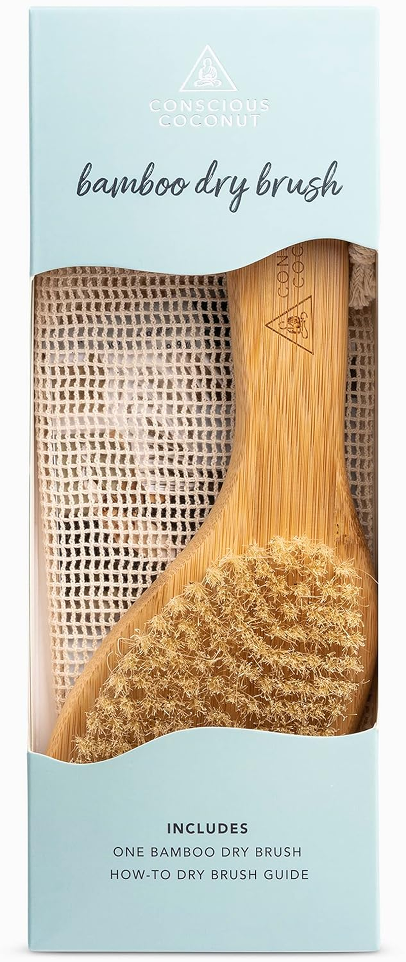 Conscious Coconut Dry Brush - Sustainable Bamboo Body Scrub Brush with Travel Bag and How-To Dry Brush Guide for Skin Care, Great Gift for Self Care, Exfoliating, Cellulite, Dry Skin - image number 5