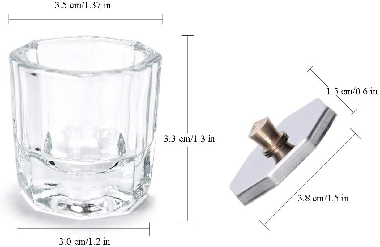 Kalolary 2 Pcs Mini Dappen Dish for Nail Acrylic Powder, Glass Crystal Cup with Stainless Steel Lid Nail Art Acrylic Liquid Powder Nail Crystal Bowl Glassware Tools for Nail Art Manicure image number 4
