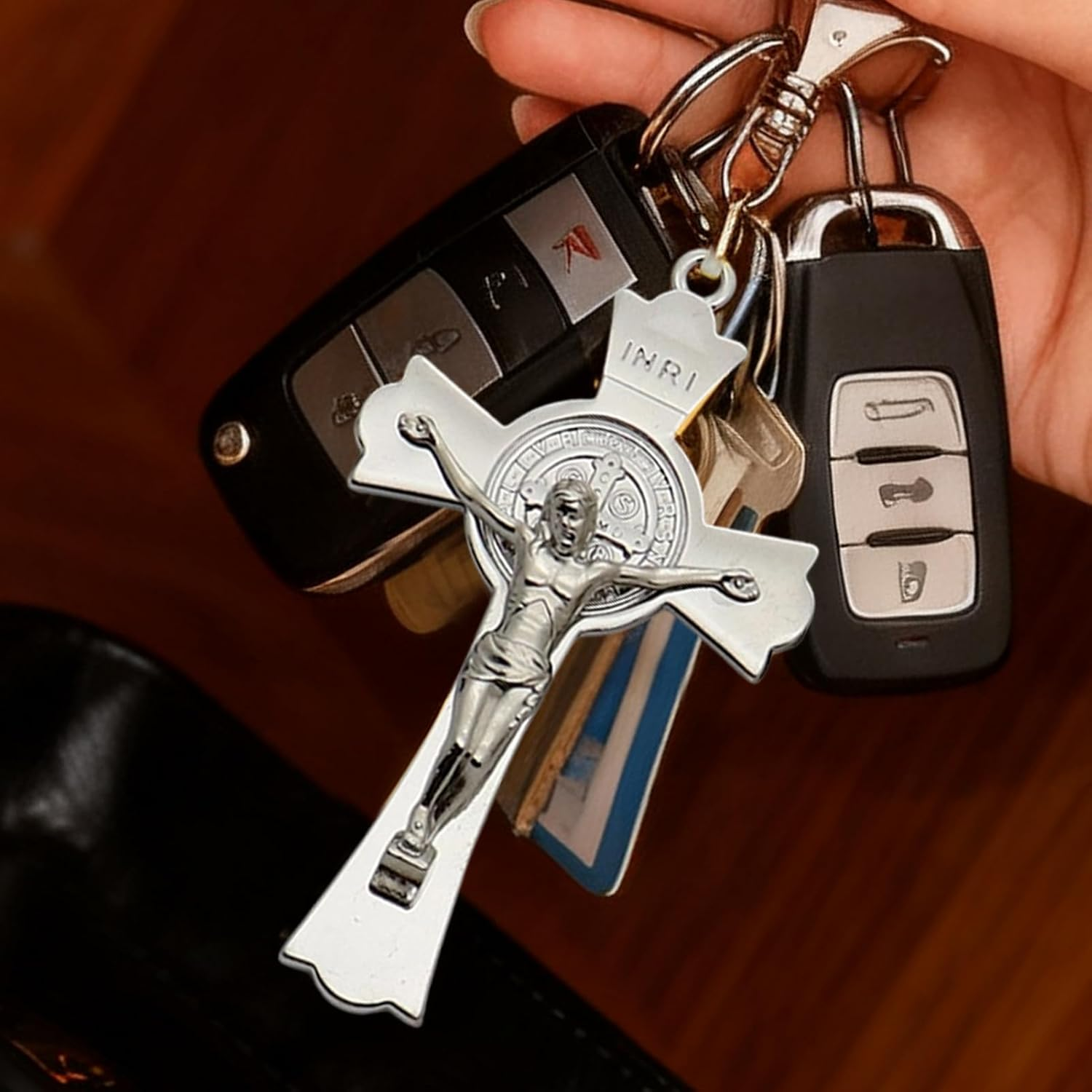 Nuyhgtr Cross Bag Charm - Religious Cross Charm,Bag Key Holder Pendant - for Handbags Backpack Bookbag Purse Wallet Car Keys Party Favors Birthday image number 5