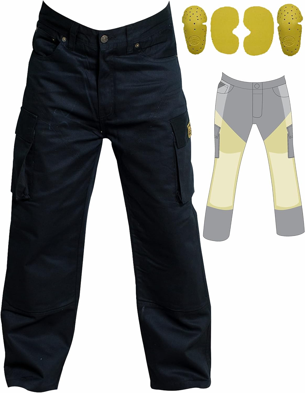Men Motorcycle Black Cargo Jeans Pants Reinforced with Dupont&trade; Kevlar&reg; Fiber image number 2