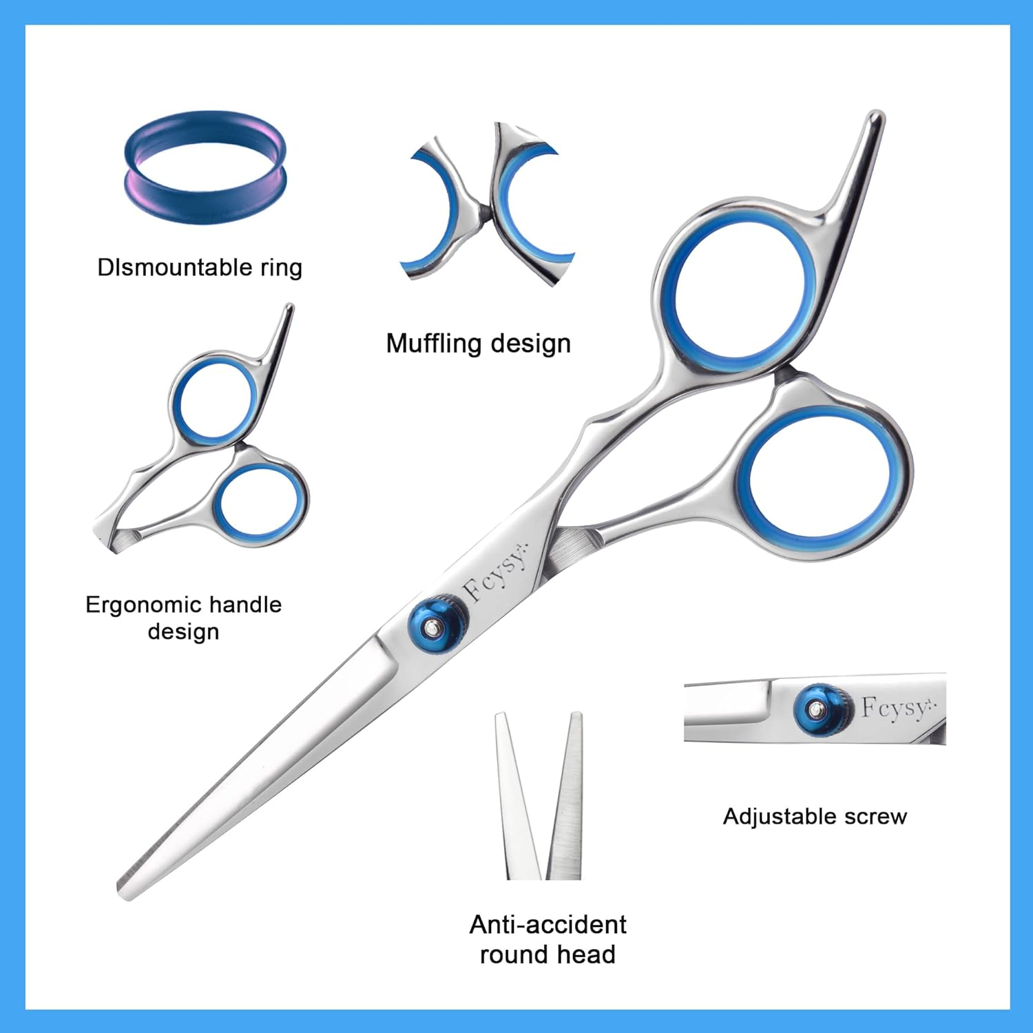 Thinning Shears for Hair Cutting, Fcysy 6 Inches Hair Thinning Scissors Texturizing Shears Layering Scissors with Comb Set Hair Cutting Kit, Hair Sheers Blending Scissor Hair Thinner for Dog Women Men image number 2