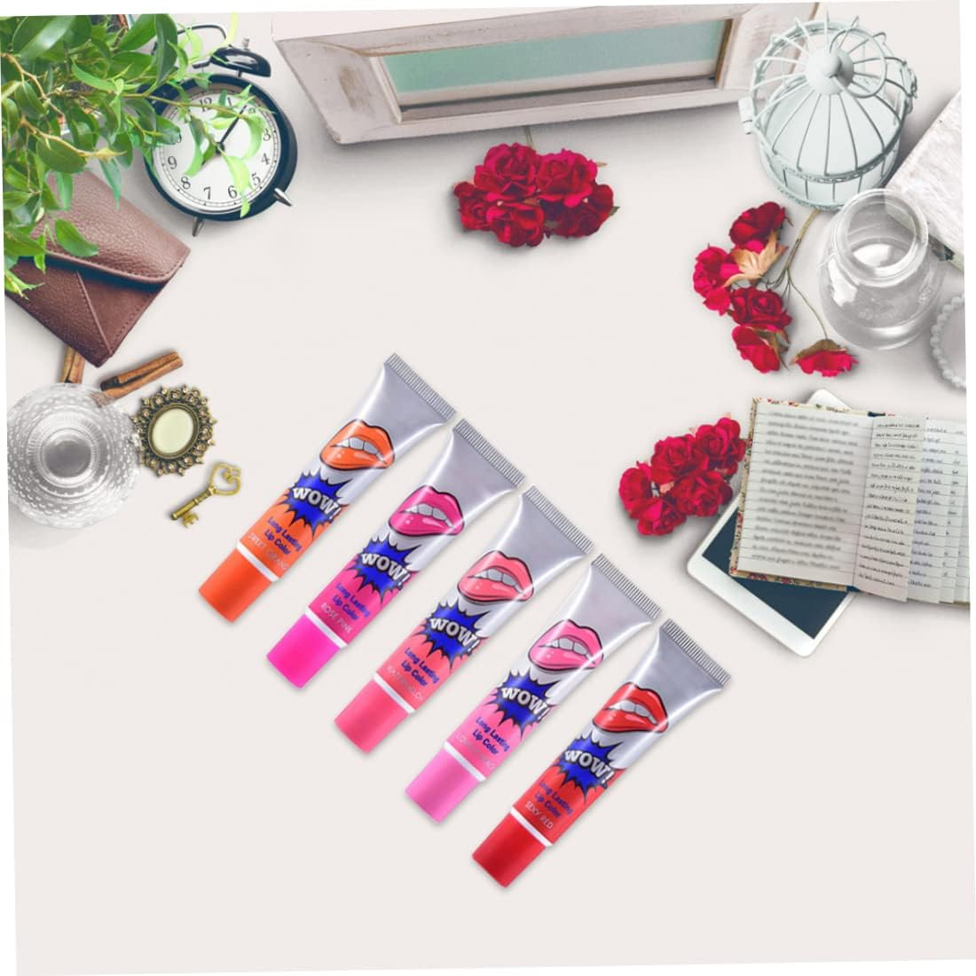 5 Colour Lip Gloss Set, Lip Gloss Mask Peel off Waterproof Tattoo Colour Peel off Lips Gel Tint image number 1