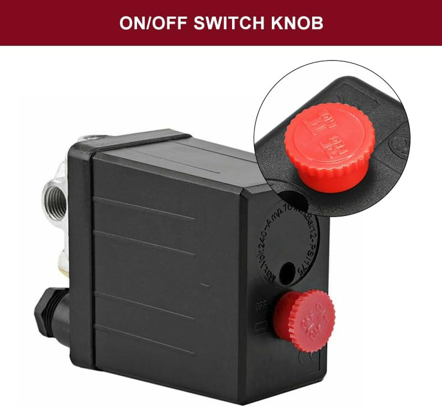 Leoan Co 90-120 PSI 240V Central Pneumatic Air Compressor Pressure Switch Control Valve Replacement Parts Heavy Duty Air Compressor Pressure Switch Control Valve image number 3