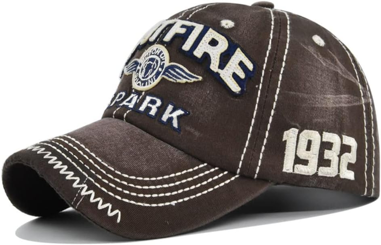 YULOONG Vintage Baseball Cap Embroidery Spitfire Washed Denim Trucker Cap 100% Cotton Sun Hat for Men Women Adjustable Size