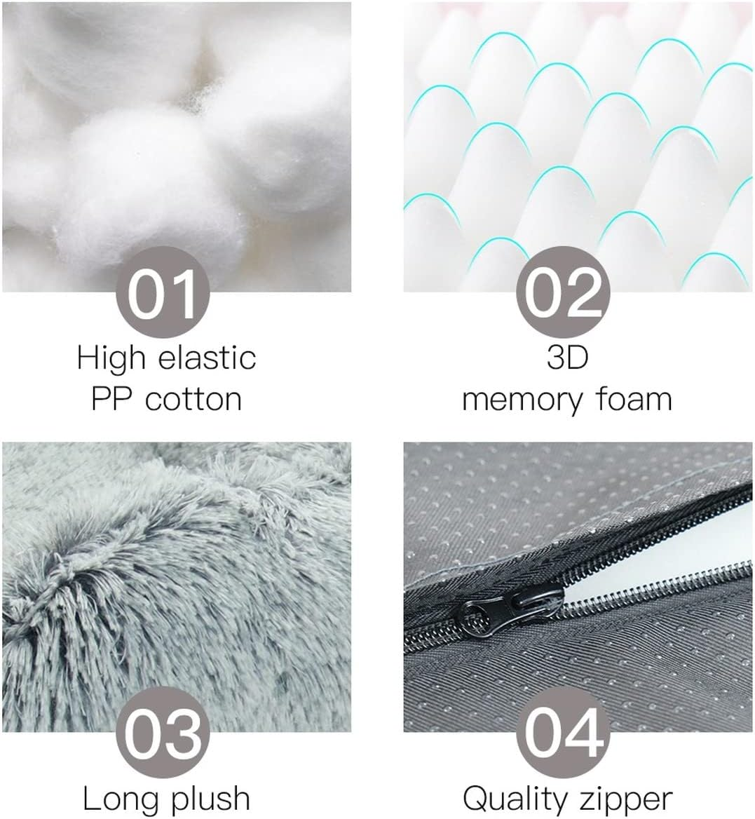 RICHRAIN Winter Warm Pet Dog Sofa Bed Furffy Calming Deep Sleeping Cat Bed Plush Pet Armchair Cozy Momery Foam Pet Nest with Zipper Washable Cover (M 50X40Cm,Grey) image number 4