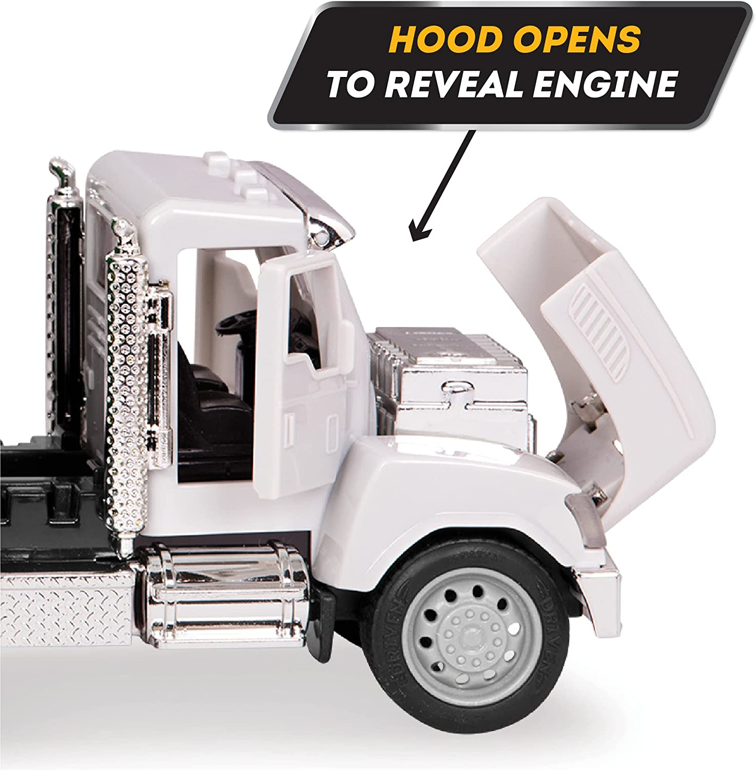 Driven by Battat &ndash; 7-Inch Work Vehicle Toy with Lights & Sounds, Movable Parts, Educational Truck for Boys & Girls, Durable Design, Realistic Details, Perfect Gift 3+ Years Toy for Kids image number 5