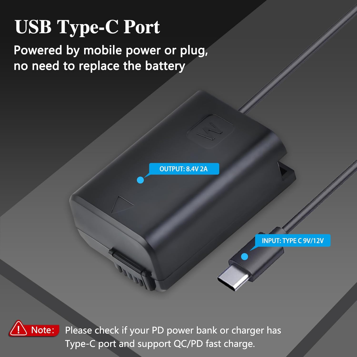 Tectra USB-C PD to AC PW20 NP-FW50 Dummy Battery, Continuous Power Supply for Sony Alpha ZV-E10 A6000 A5100 A6100 A6300 A6500 A7 A7II A7S A7SII RX10 II IV Cameras image number 1