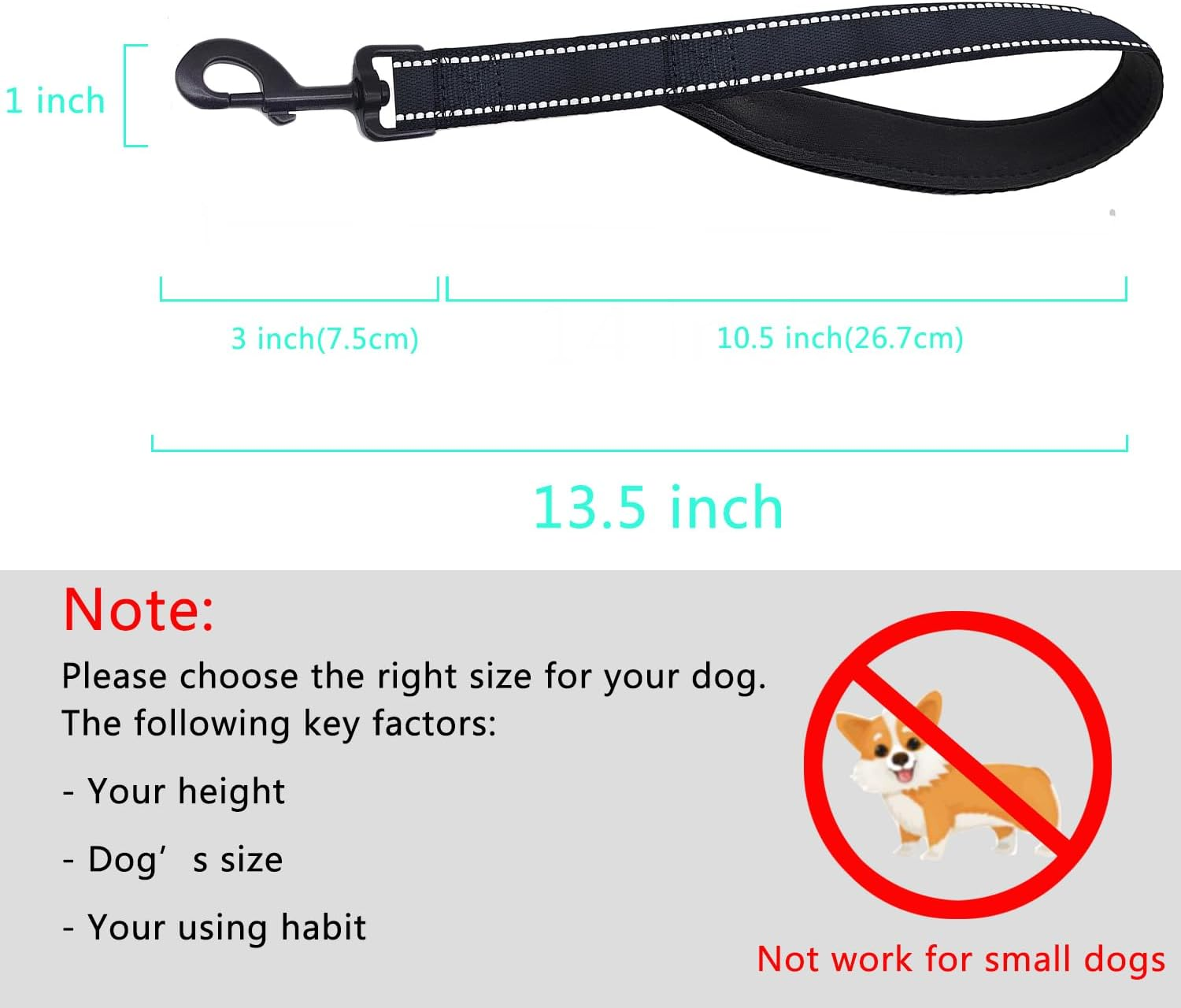 CHMETE Short Dog Leash Heavy Duty Leash with Comfortable Padded Handle Reflective Training Dog Leashes for Medium Large Dogs up to 80Lbs image number 1