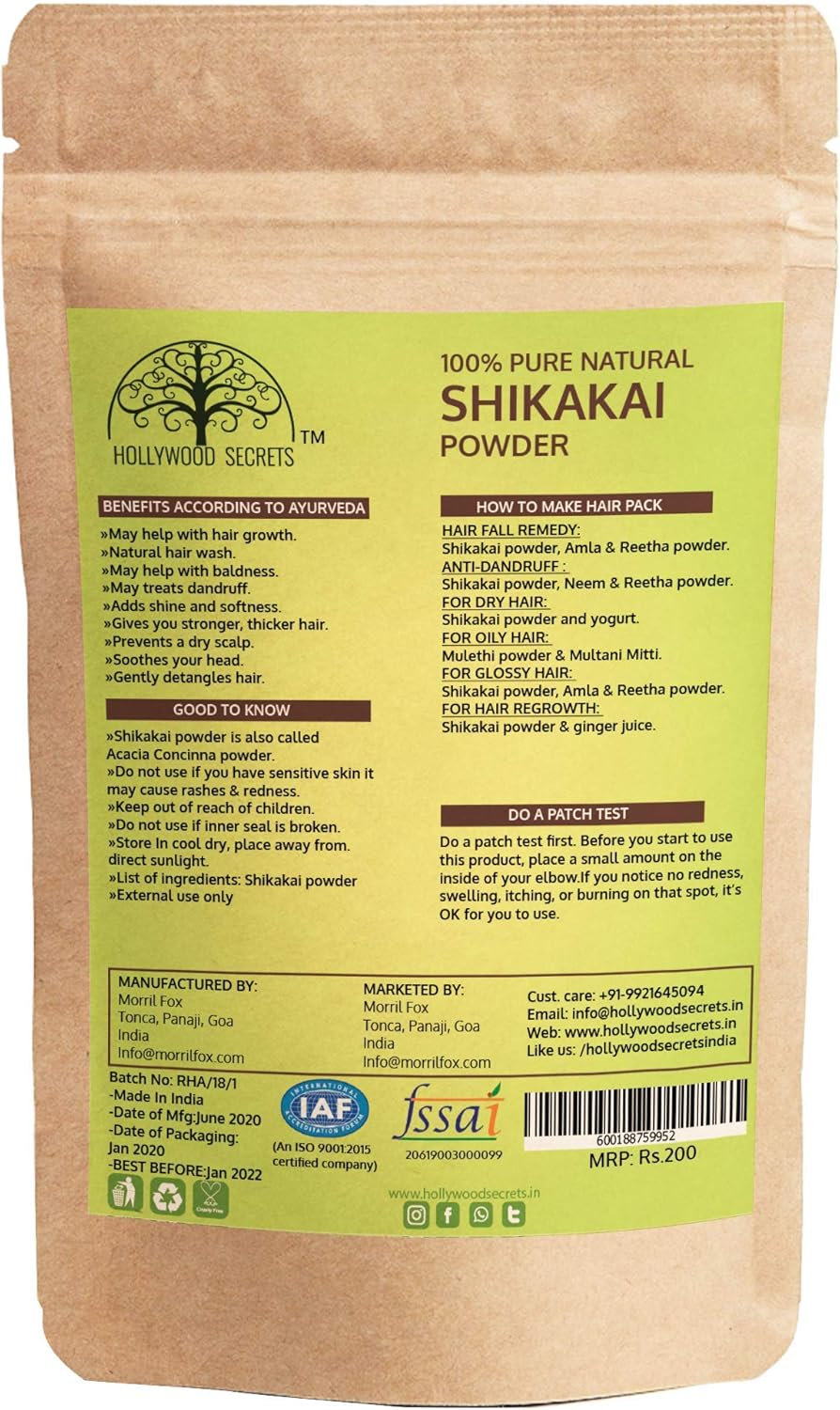 Hollywood Secrets 100% Pure Organic Shikakai Powder for Hair Growth