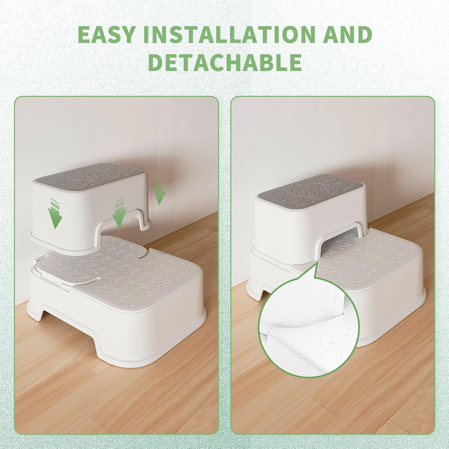 Mangohood Step Stools for Kids - Double up Toddlers Stool Multifunctional Toilet Stepping Stool for Kids Anti-Slip Step Stool for Bathroom Sink, Potty Training, Kitchen (White-1Pack) image number 6