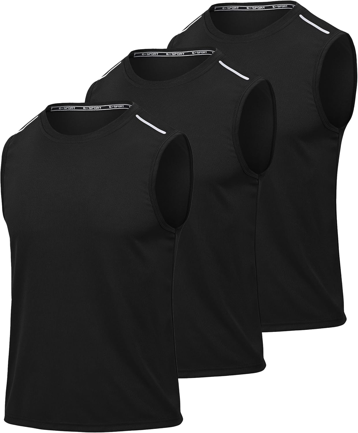 Mens Sport Tank Tops 3 Pack Dry Fit Polyester Gym Workout T Shirts Sleeveless Men Tennis Basketball Shirts