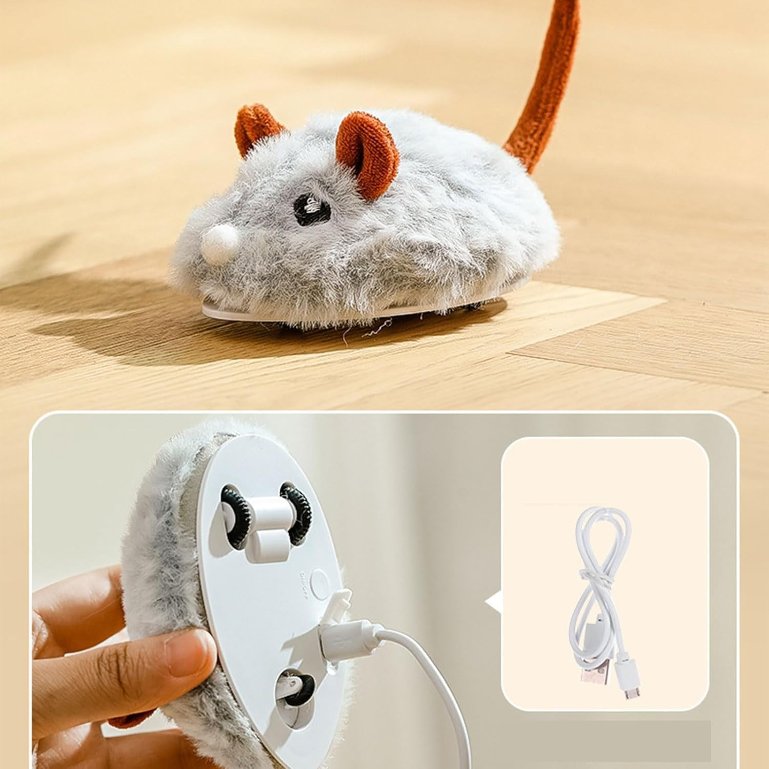 Cat Toy Electric Toy Mice, Mouse Toy, Cat Toy, Toy Mice for Cat, Interactive Toy Mouse with USB Cable for Cat Run and Boredom image number 4