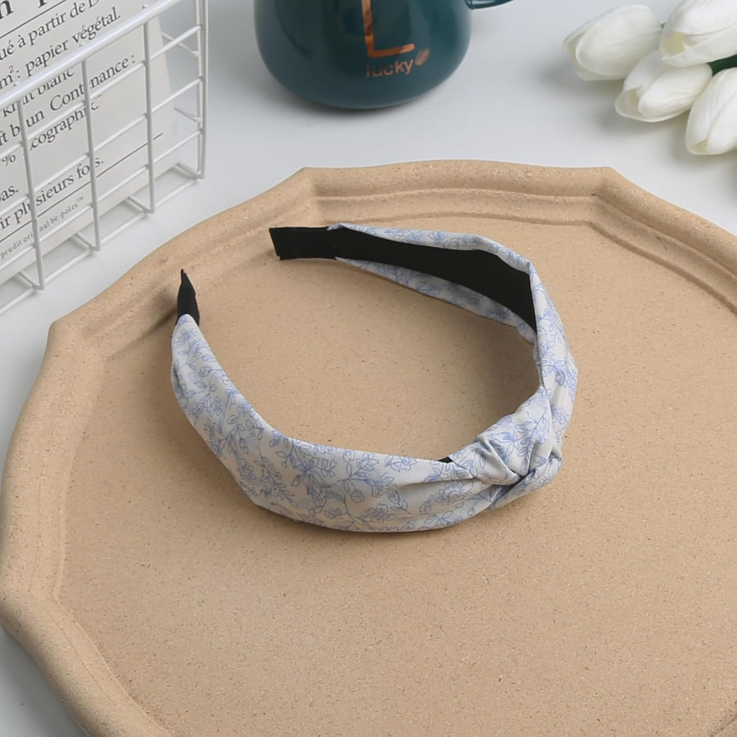 Hair Bands for Women, Wide Vintage Headbands, Head Turban, Women'S Hair Bandana, Twisted Knot Elastic Headbands for Daily Use Yoga Sports (6Danseflowera) image number 6