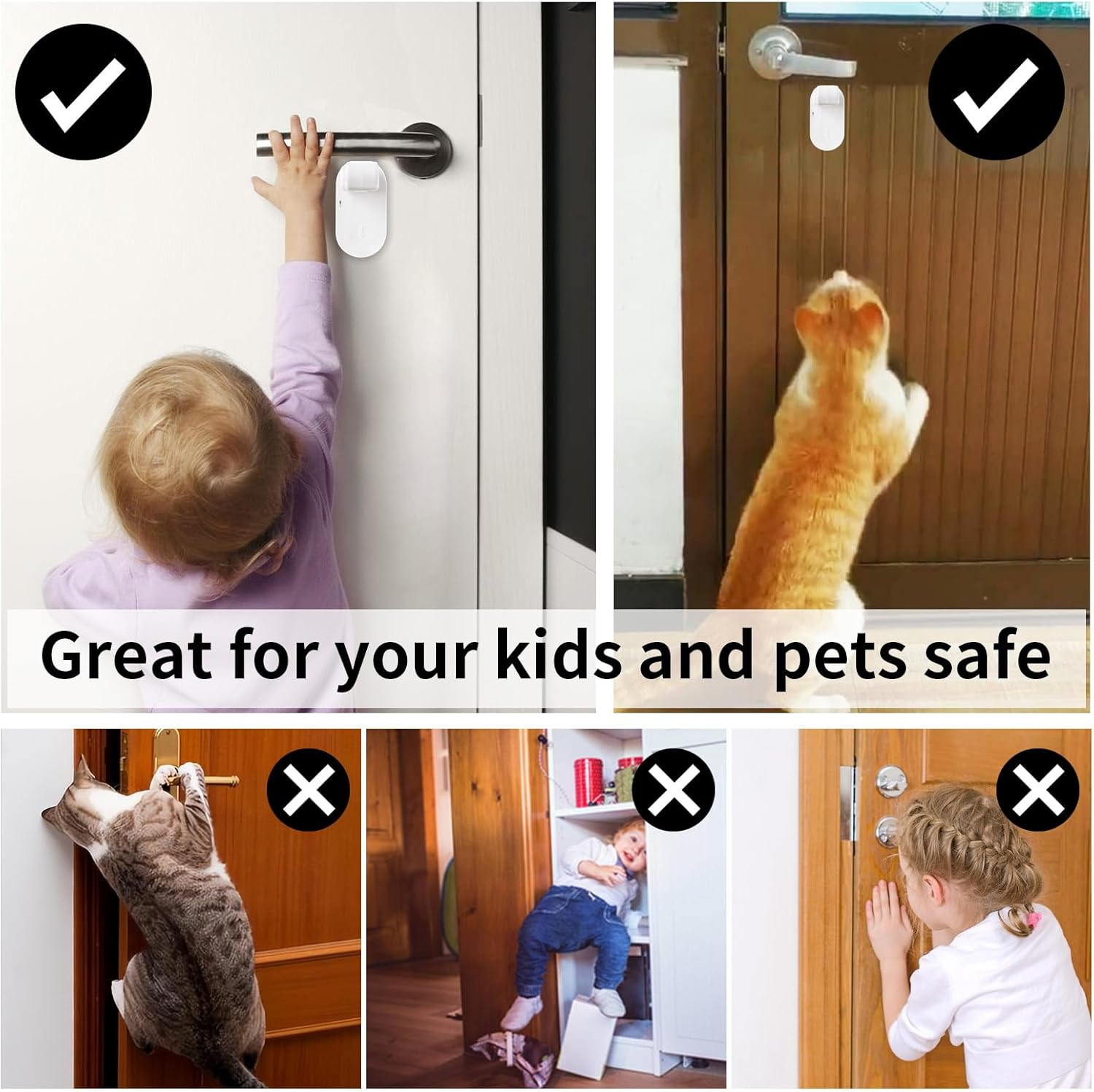 Childproof Door Lever Lock (Black, Pack, 4) image number 3