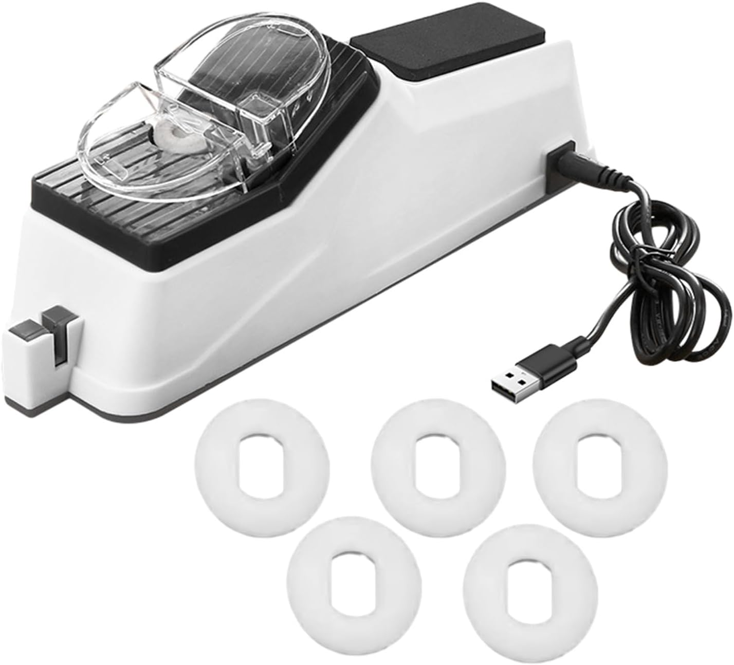 Electric Knife Sharpener with Protective Case 3 Sharpening Blades 5 Second Polishing Knife Sharpener Fast Sharpening USB Electric Manual Sharpenings for Kitchen Knives Scissors Screwdrivers