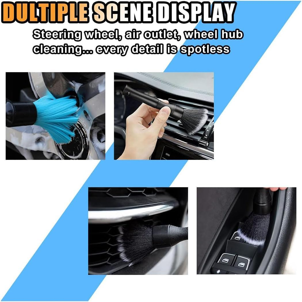 3 Pack Ultra-Soft Detailing Brush Set, Auto Cleaning Brush Kit Comfortable Grip and Scratch-Free Cleaning for Exterior, Interior Panels, Emblems, Badges, Gauge Cluster, Infotainment Screen image number 1