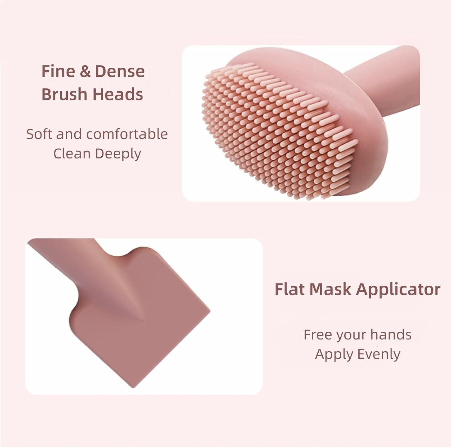 2-Pack Face Makeup Brushs - Matcha Green & Pink | Dual Ended Silicone Hygienic Face Applicator for Clay Masks, Cleansing & Skincare | Easy Clean Makeup Tool Set image number 5