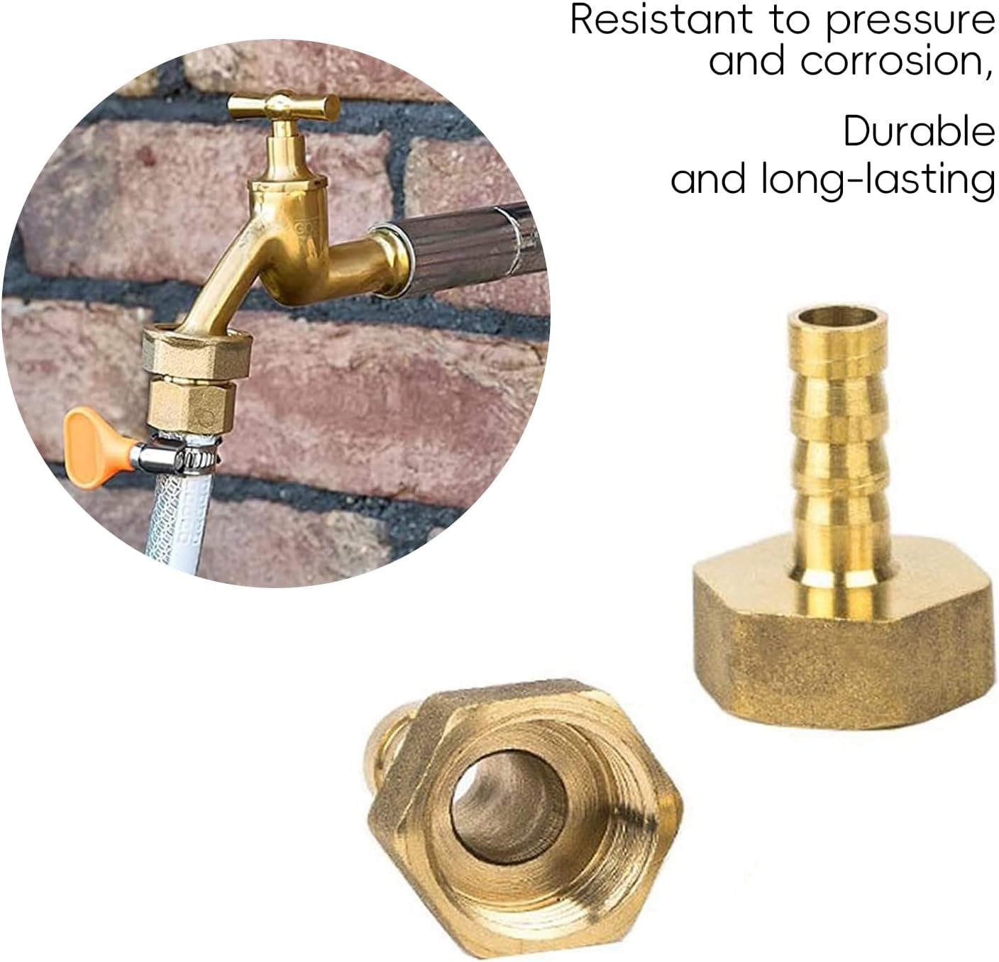 Xlihdzum 2PCS 10Mm to 1/2 Inch BSP Female Thread Barb Brass Fitting Connectors Hose Barbed Joint Adapter Coupler - Female Thread Barb Brass Fitting for Fuel Air Gas Water Oil Air Gas Use image number 5