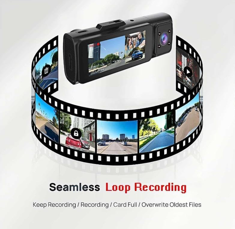 MIOLLYBO 1080P Dash Camera with Wifi for Cars, 3 Channel Dash Cam Front and Rear inside with 3.18" Display Dashcam, 32GB TF Card, Night Vision, Loop Recording, Motion Detection, App Control image number 6