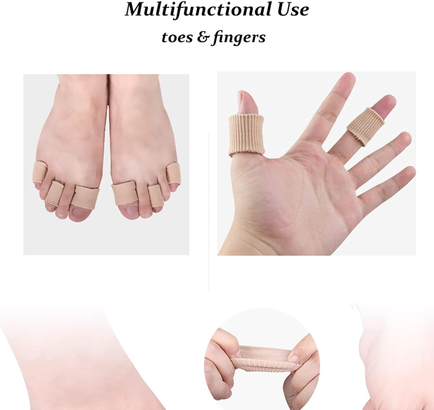 TRADERPLUS Toe Cushion Tube 5 Pack Cuttable Toe Tubes Sleeves Elastic Soft Gel Corn Pad Protectors Relief Toe Pressure Pain, Corn and Calluses Remover, 3 Different Size image number 5