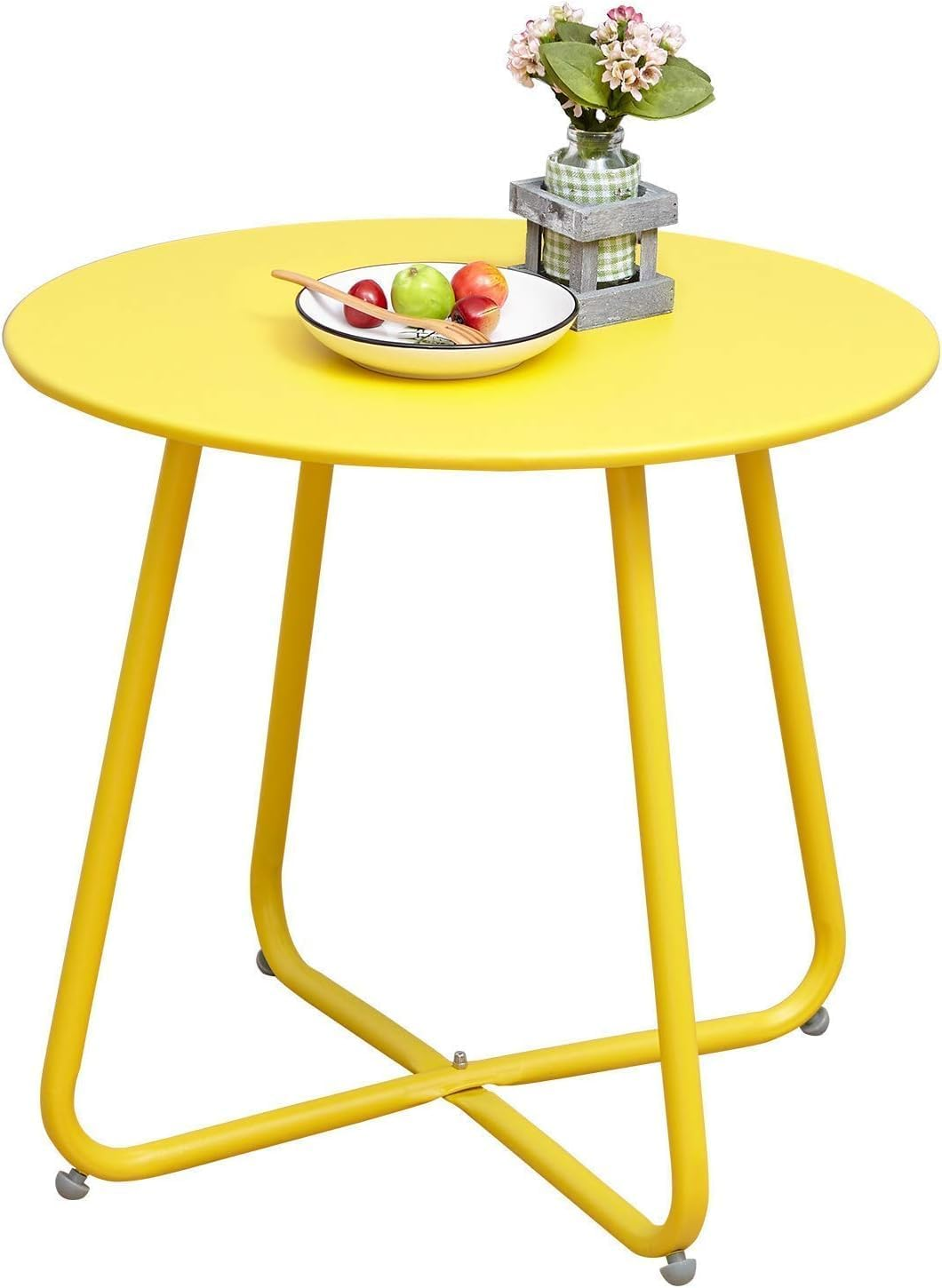 Grand Patio Steel Patio Side Table, Weather Resistant Outdoor round End Table, Yellow image number 2
