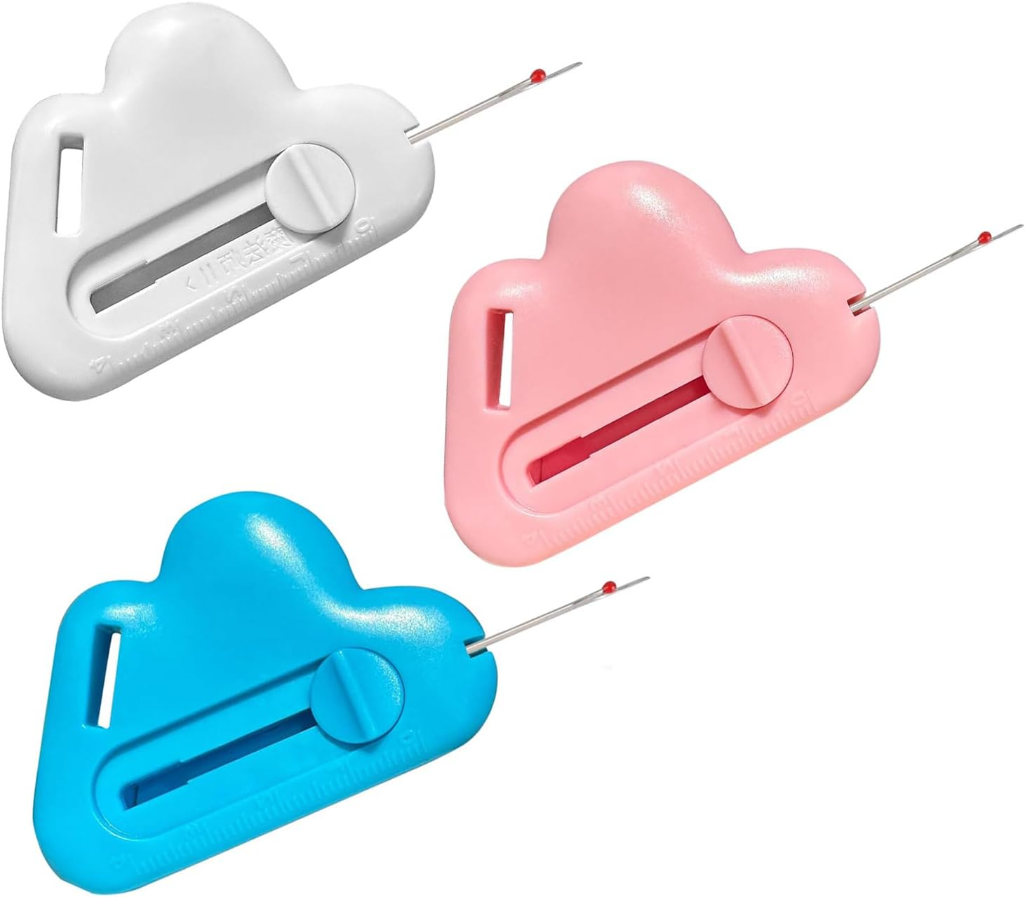 3Pc Magnetic Seam Guide & Seam Ripper - Multipurpose Polygonal Hemmer Guide with Measurement Scale - Universal Sewing Machine Accessories Kit for Precision Stitching （White,Blue & Pink)