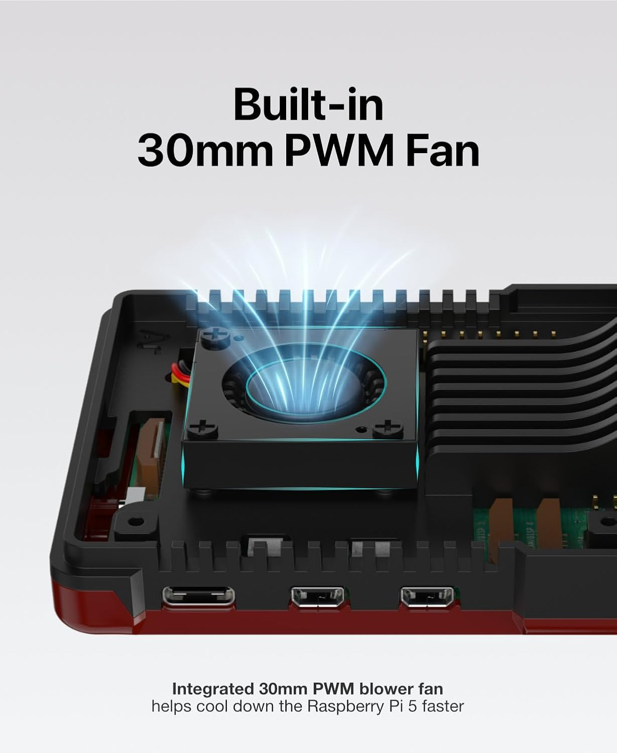 Argon NEO 5 Case for Raspberry Pi 5 (BRED) | Aluminum Case with Built-In Fan image number 3