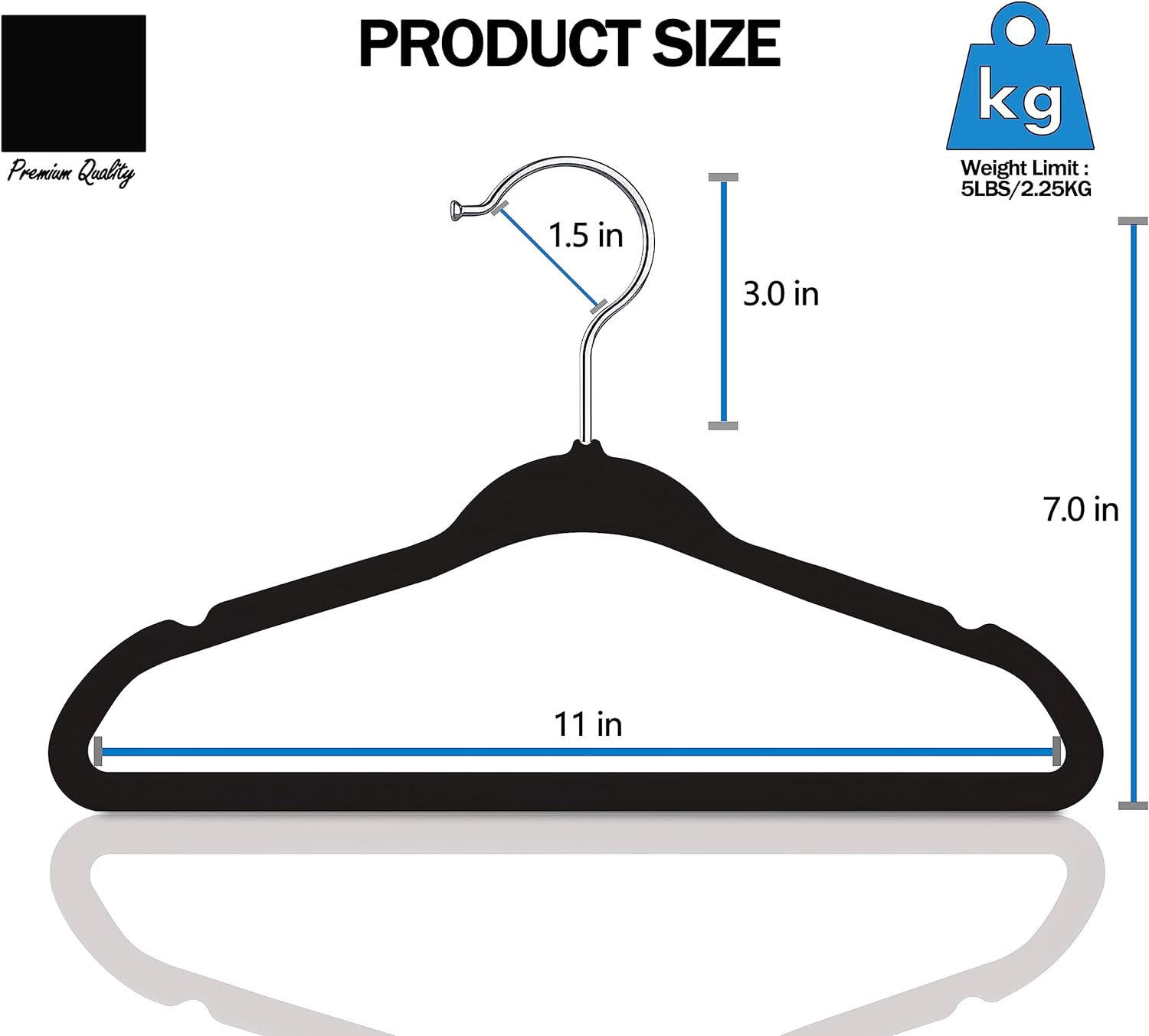 GVTECH Kids Hangers Velvet, [50 Pack] Children Cloth Durable Baby Hangers for Closet - Perfect Infant Toddler Kid Hanger for Everyday Use, Non Slip 360&deg; Hooks for Shirt, Pant, Dress (50 Pack, Black) - Black image number 2