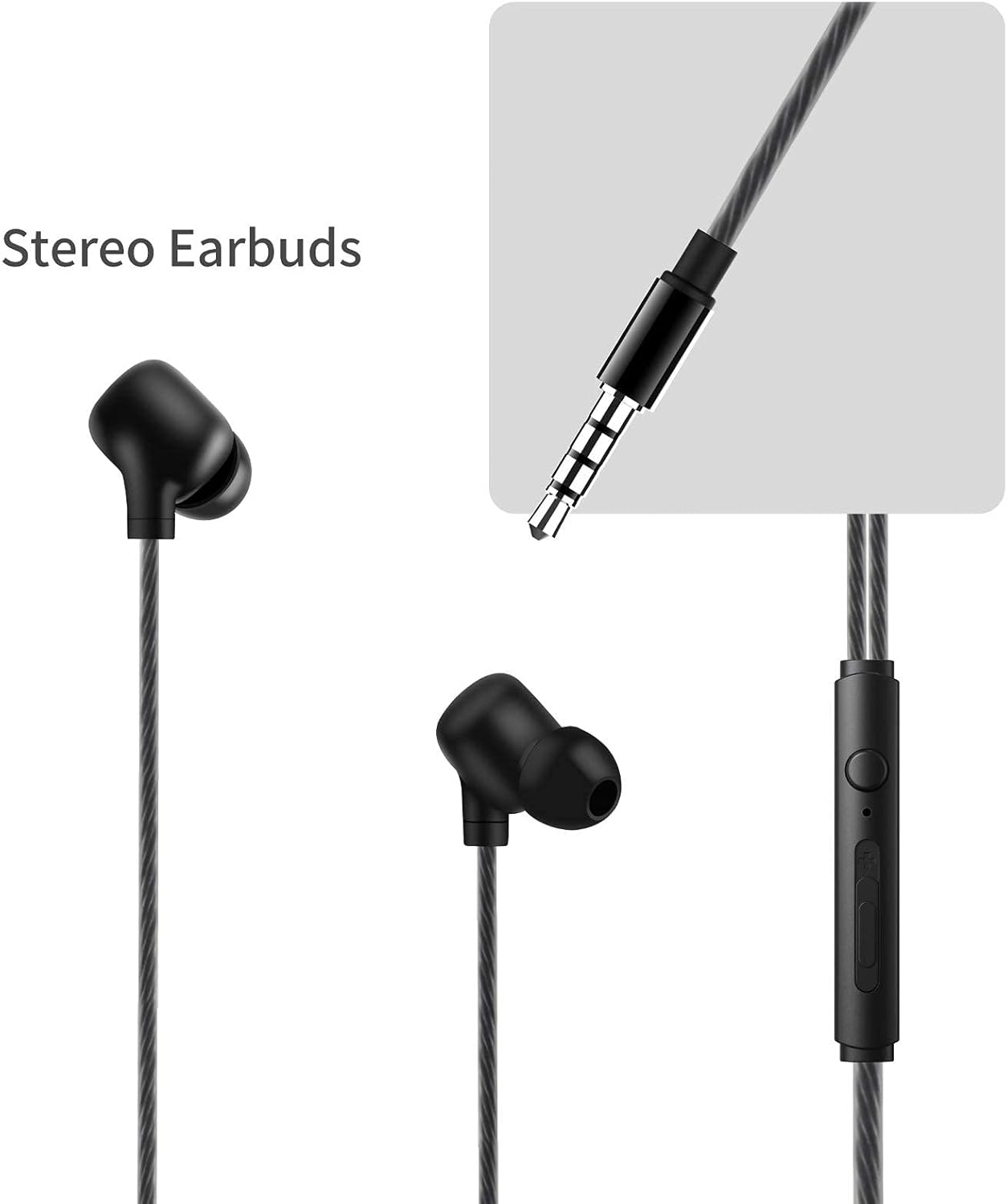 Ellogear EG10 Stereo Earbuds 3.5Mm with Noise Isolating Technology, Microphone and Volume Control - Clarity and Bass Performance - Black image number 6