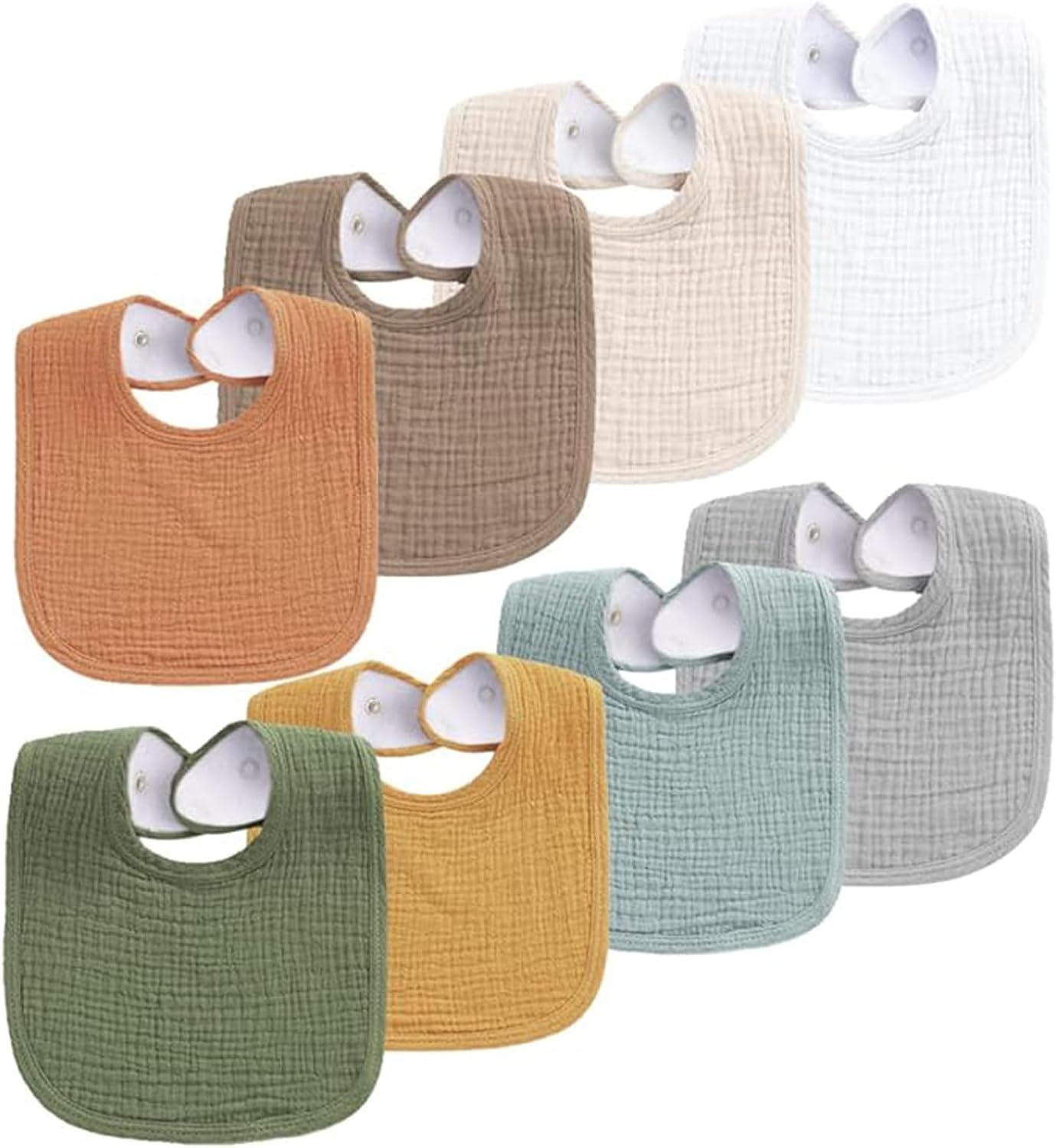 Muslin Baby Bibs 8 Pack Baby Bandana Drool Bibs Cotton for Unisex Boys Girls, 8 Solid Colors Set for Teething and Drooling image number 6