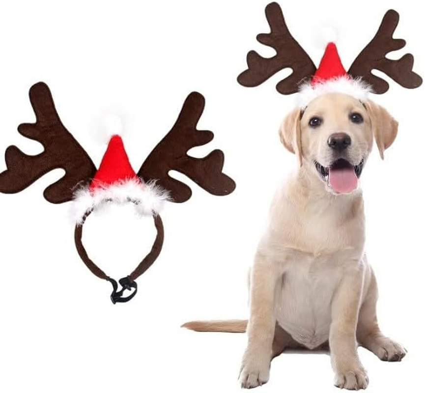 Dog Reindeer Antlers, Dog Headband, Christmas Antlers for Dog and Cats, Reindeer Antler Headband for Pet Christmas Costume Pet Elk Headwear for Dogs Cats Pets Xmas Party Supplies (Brown) image number 1