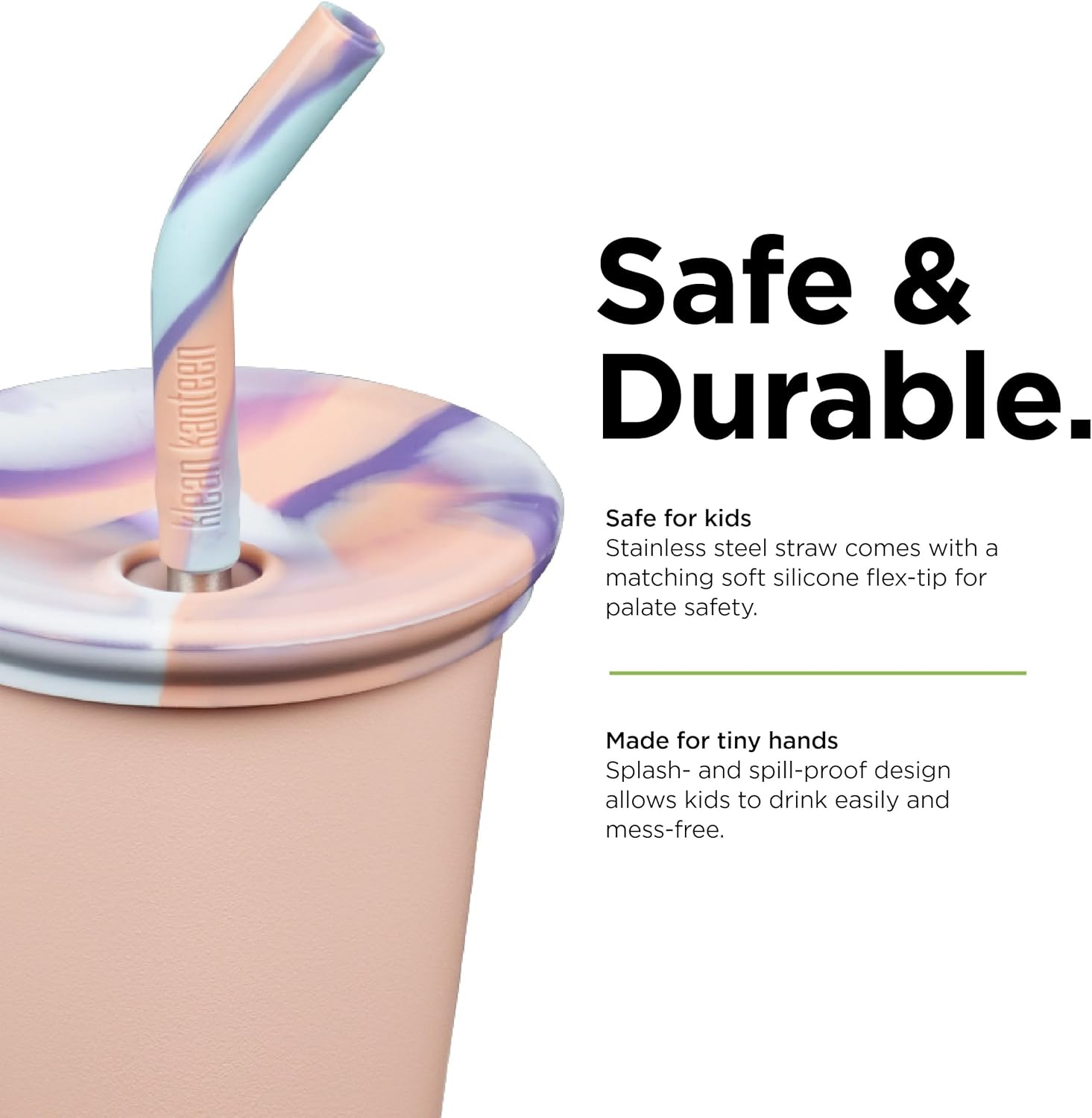 Klean Kanteen Kid'S Cup with Straw Lid, Peach Parfait, 10 Oz (295 Ml) Capacity