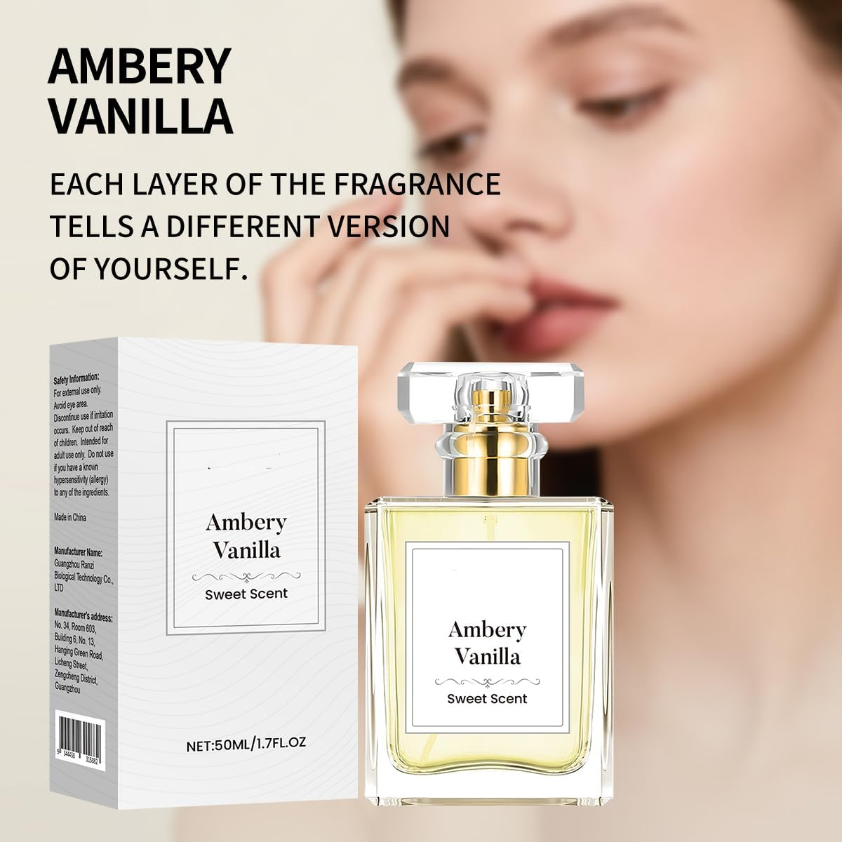Ambery Vanilla Perfume Spray for Women &ndash; 50ML/1.7FL.OZ Sweet Floral Scent with Jasmine & Sandalwood | Long-Lasting, Alcohol-Free Fragrance image number 2