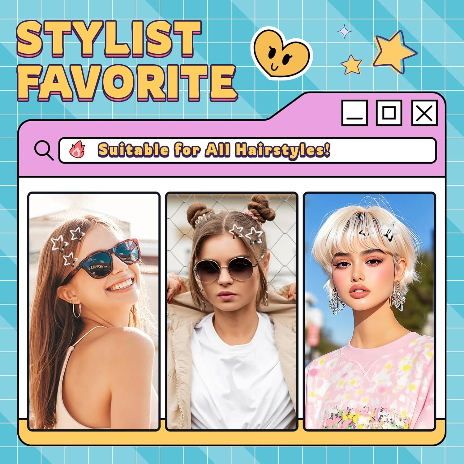 HOYOLS 55Pcs Silver Star Hair Clips, Y2K Mini Metal Barrettes for Women Girls Teens, Non-Slip Fashion Accessories for Bangs Braids Styling (Mixed Sizes) image number 5