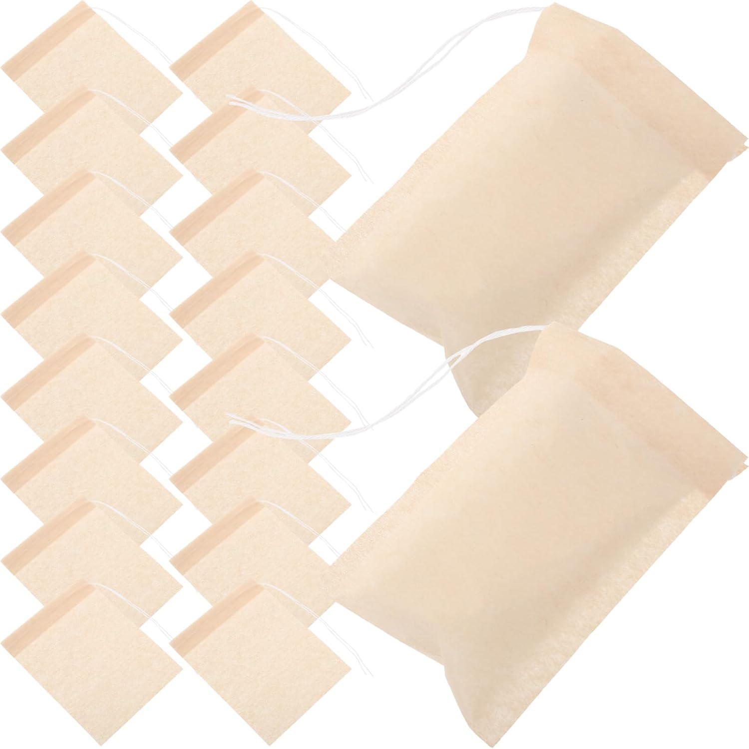 BIUDECO 100Pcs Disposable Tea Filter Bags with Drawstring Unbleached Paper Strainer Bags for Loose Leaf Tea and Coffee Brewing Home Kitchen Use (6X8Cm image number 2